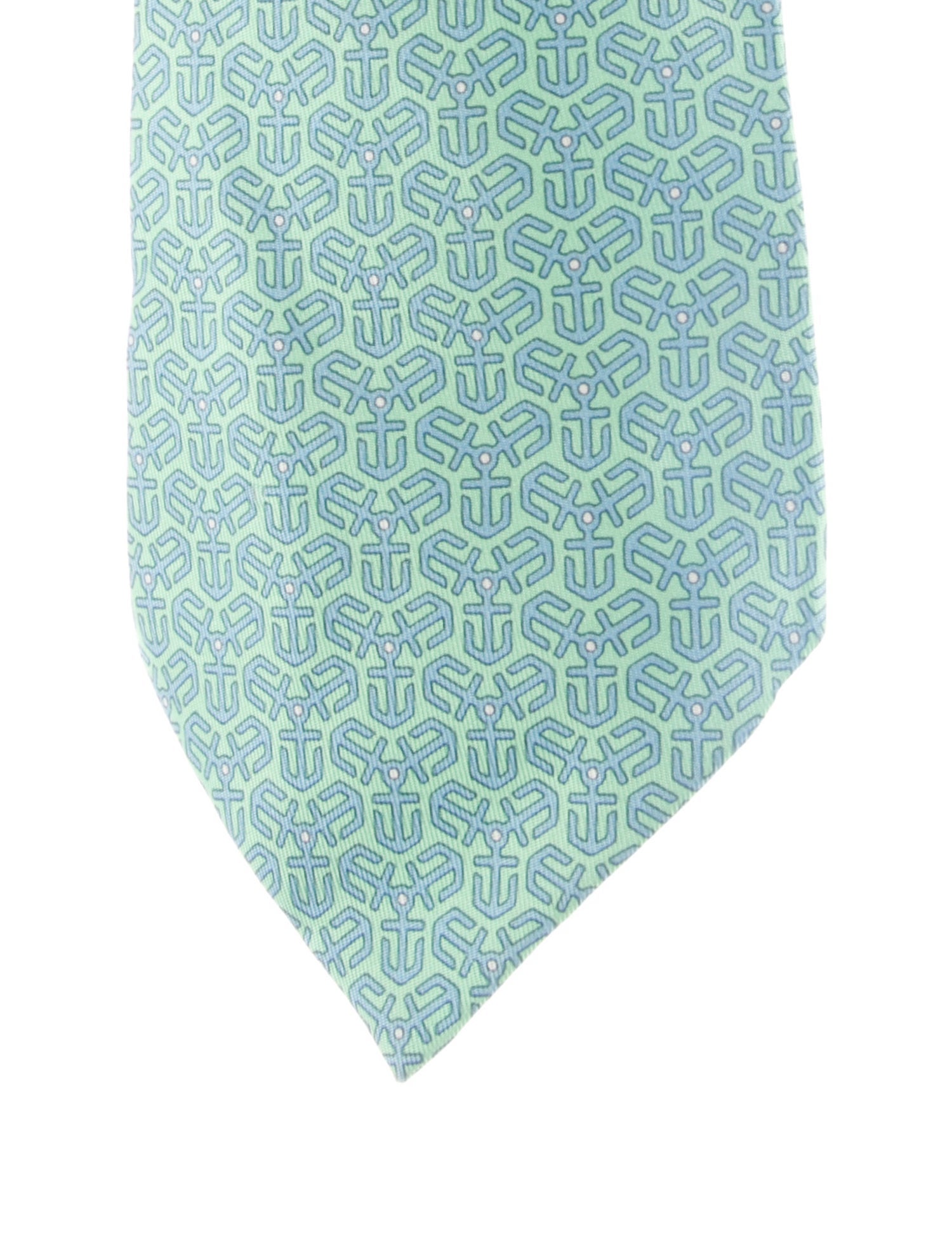 Hermès mens green pattern print tie