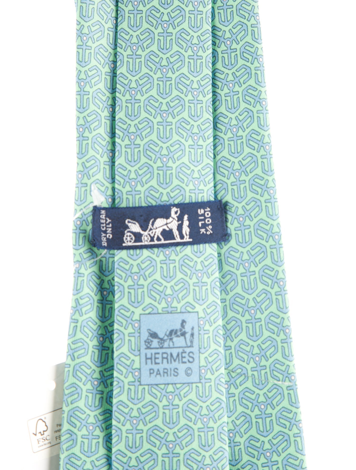 Hermès mens green pattern print tie