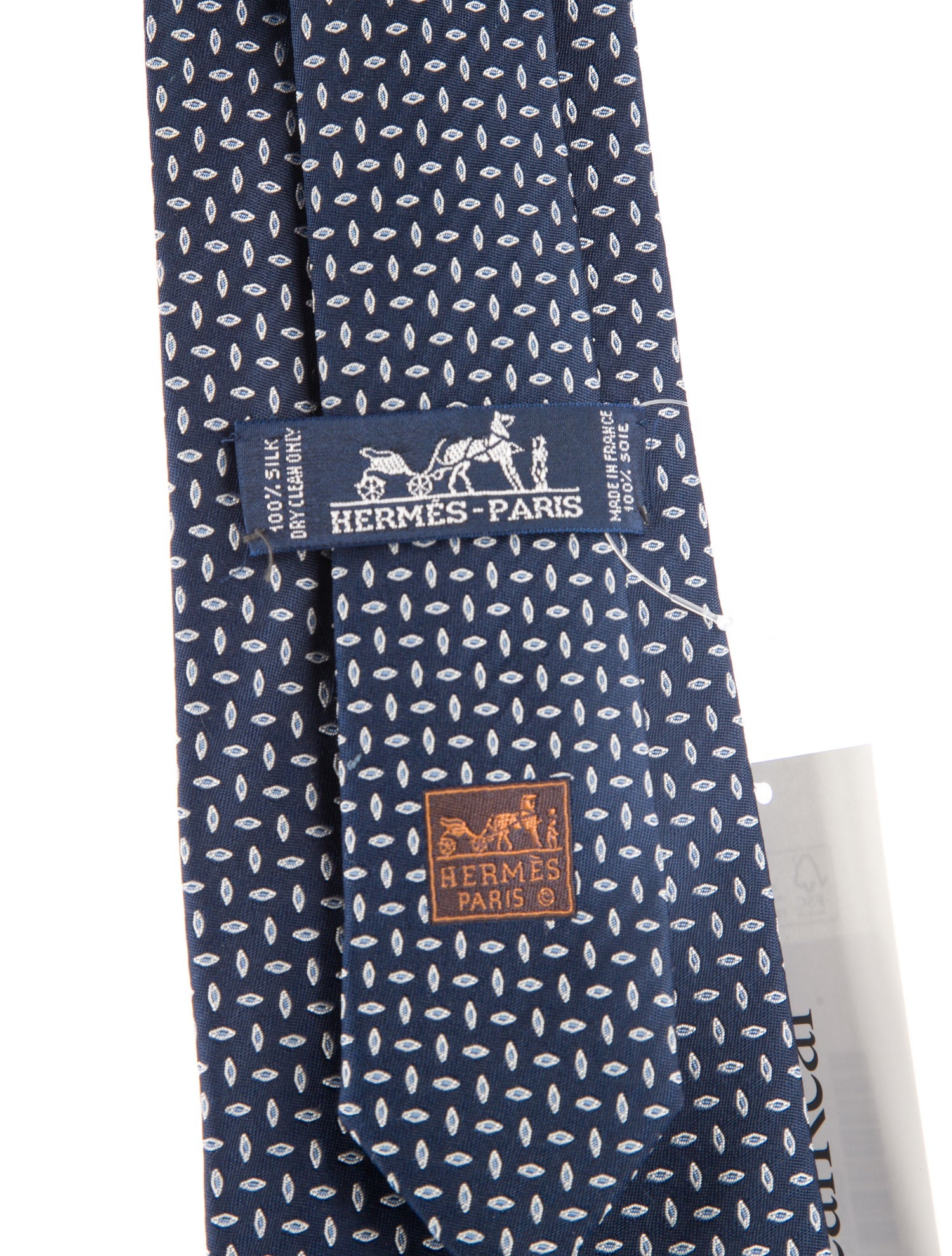 Hermès mens blue pattern print tie