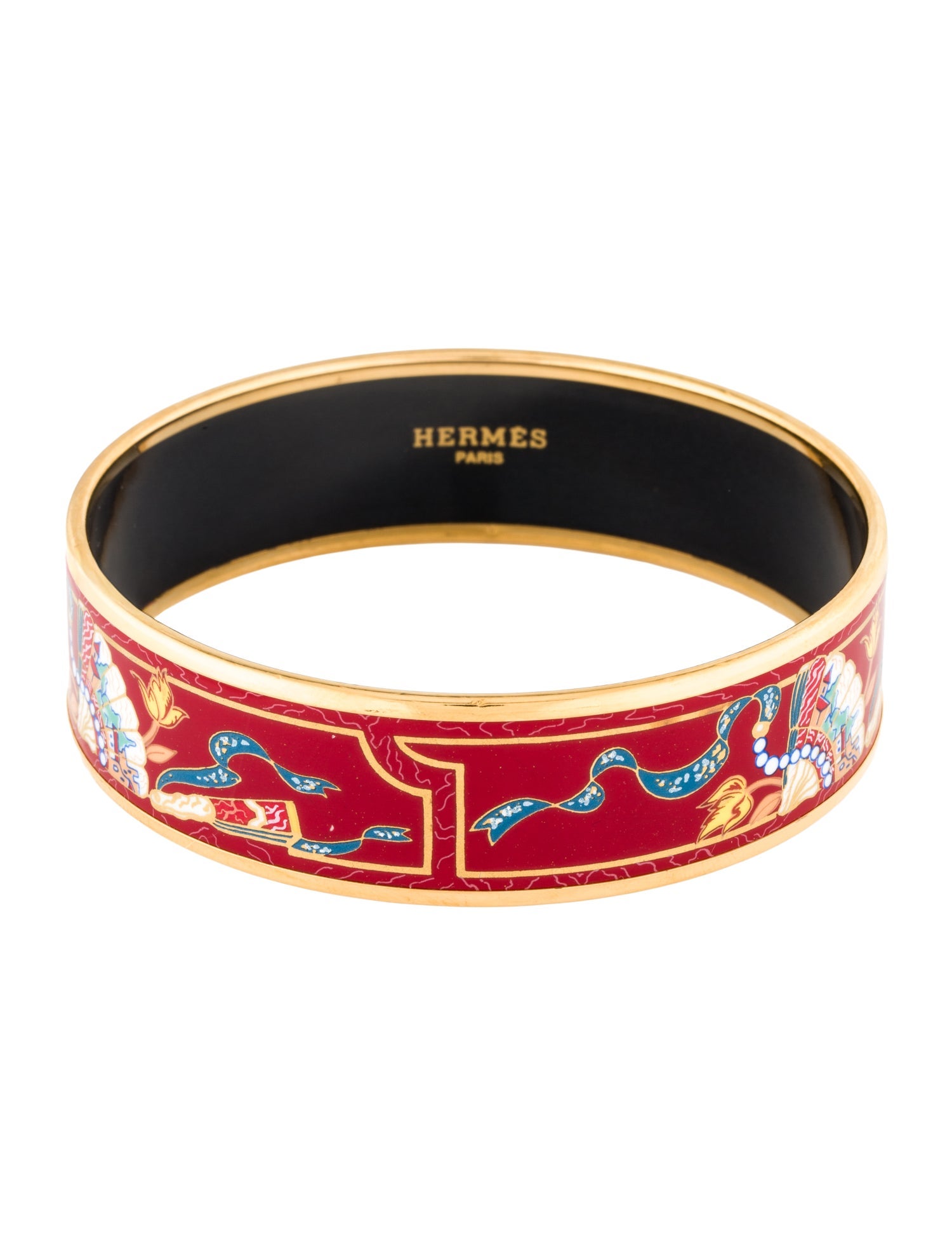 Hermès Wide Enamel Bangle Bracelet
