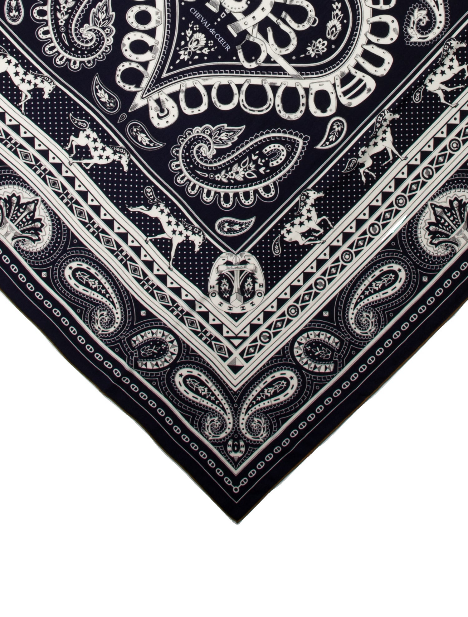 Hermès Cheval de Coeur Bandana Cashmere Shawl w/ Tags
