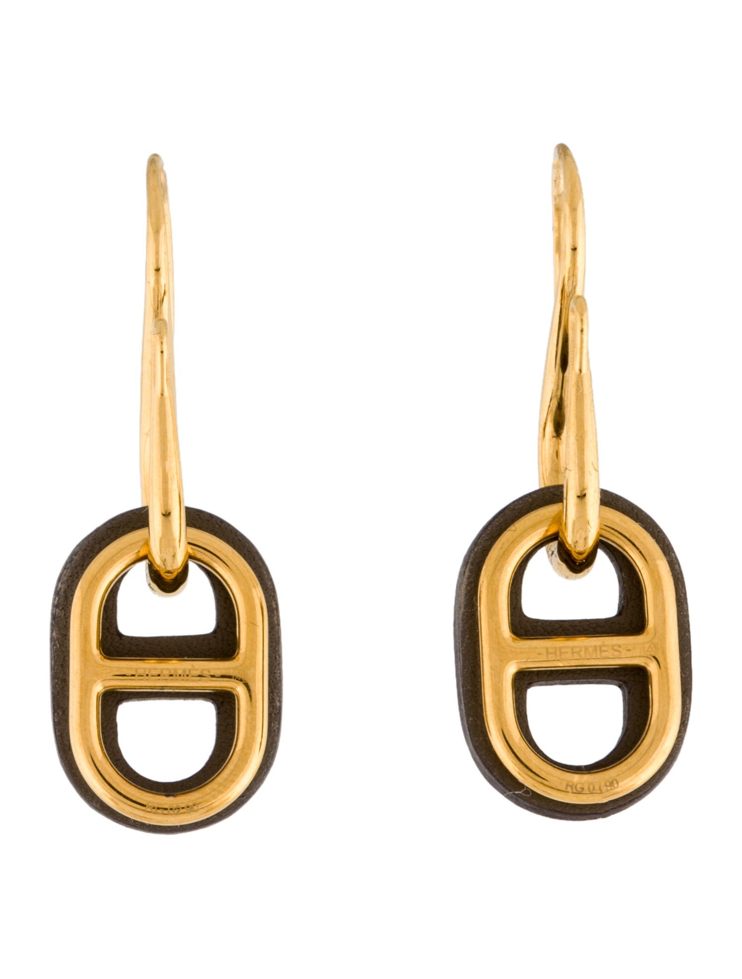 Hermès Leather O'Maillon Drop Earrings