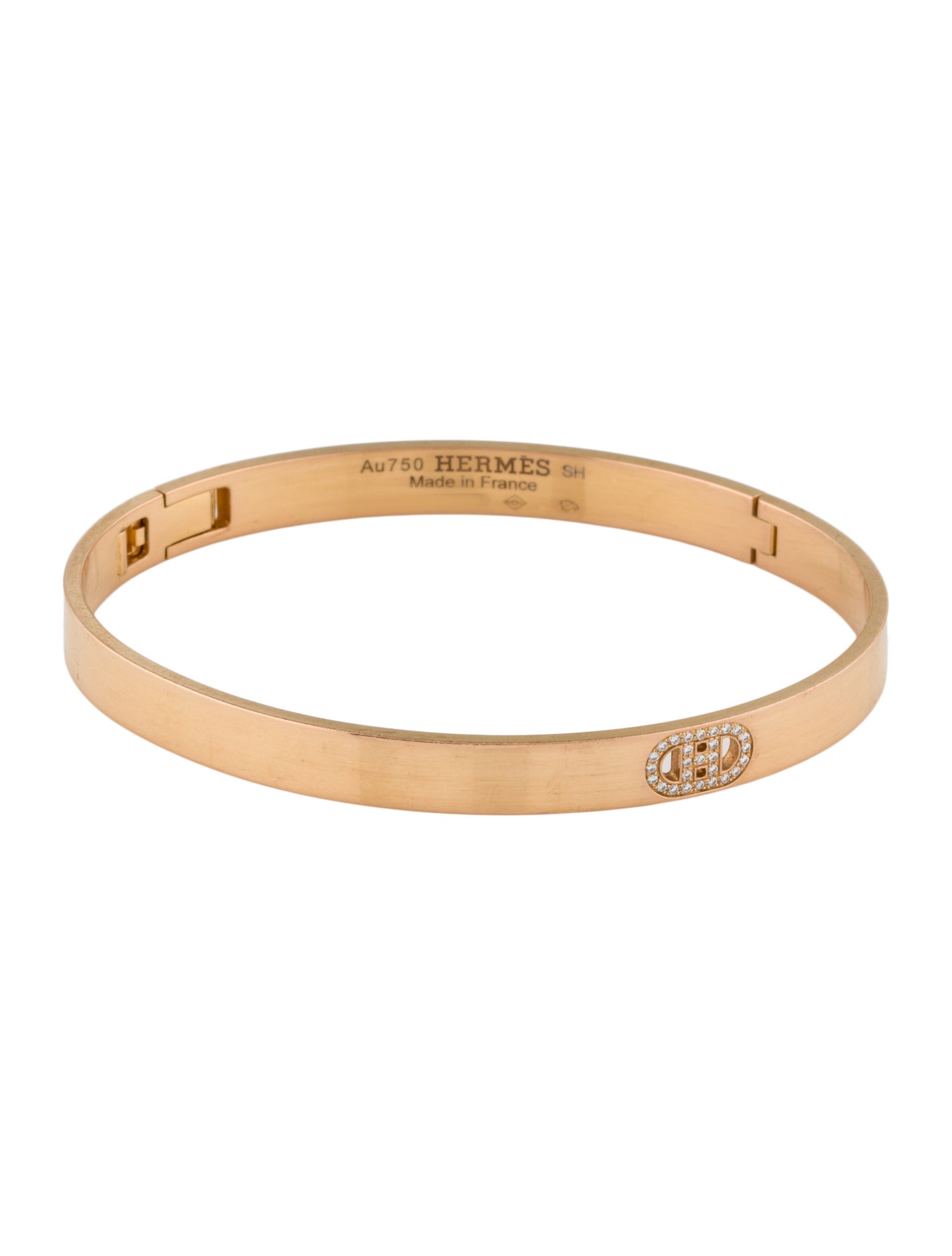 Hermès 18K Diamond H d'Ancre Bracelet, Small Model