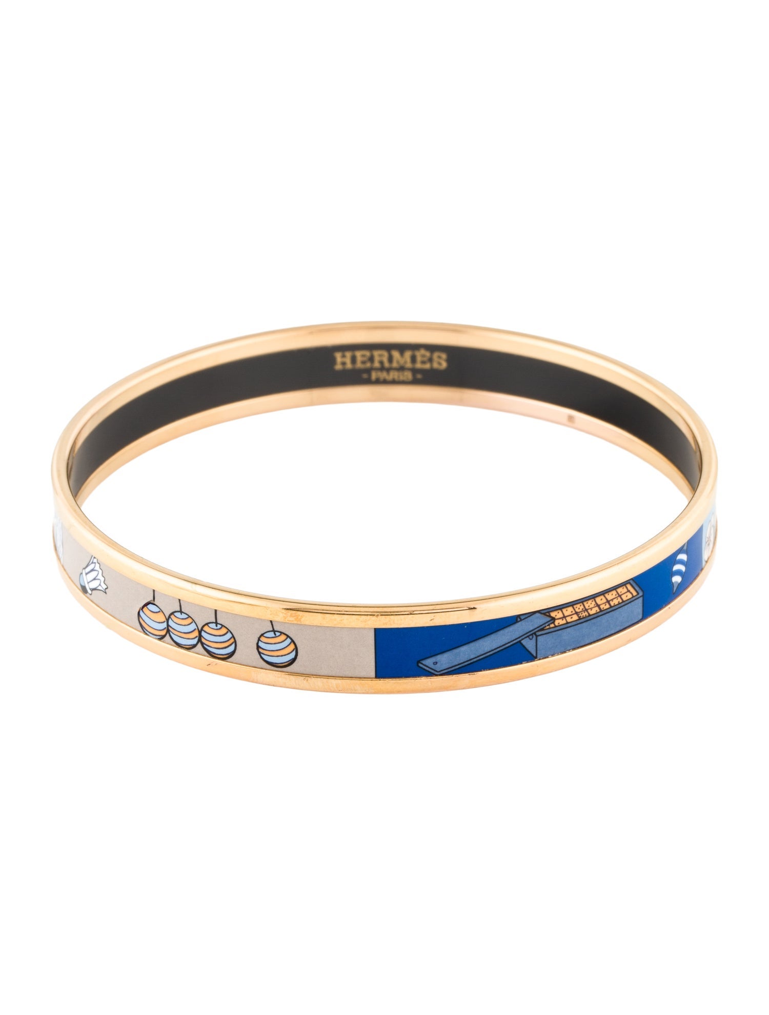 Hermès Enamel Narrow Bangle Bracelet