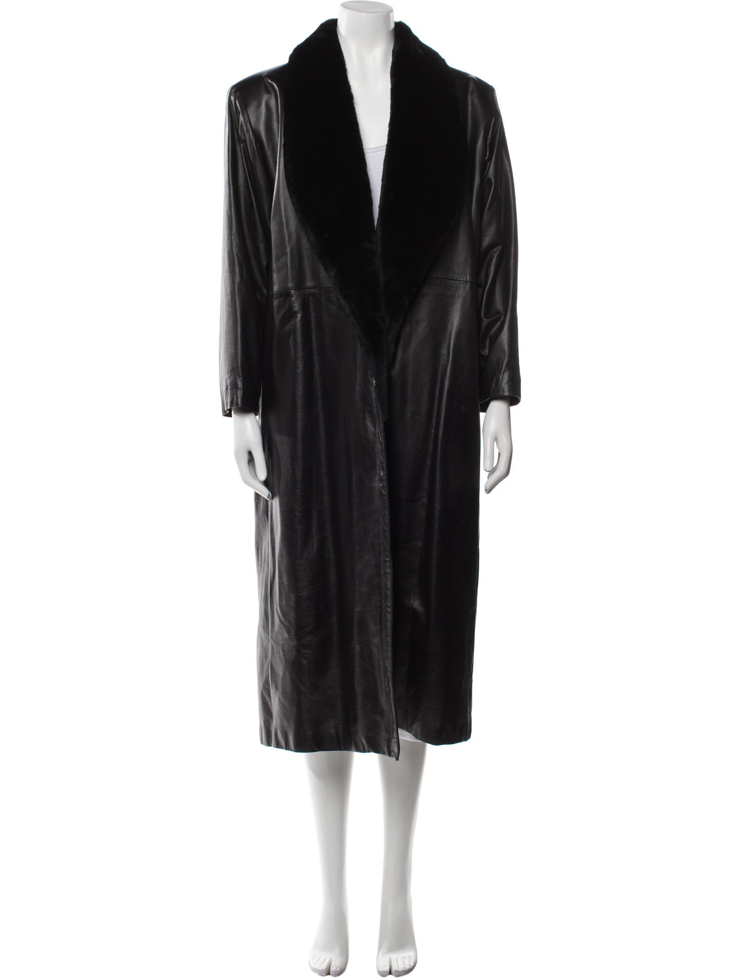 Hermès Calf Leather Faux Fur Coat