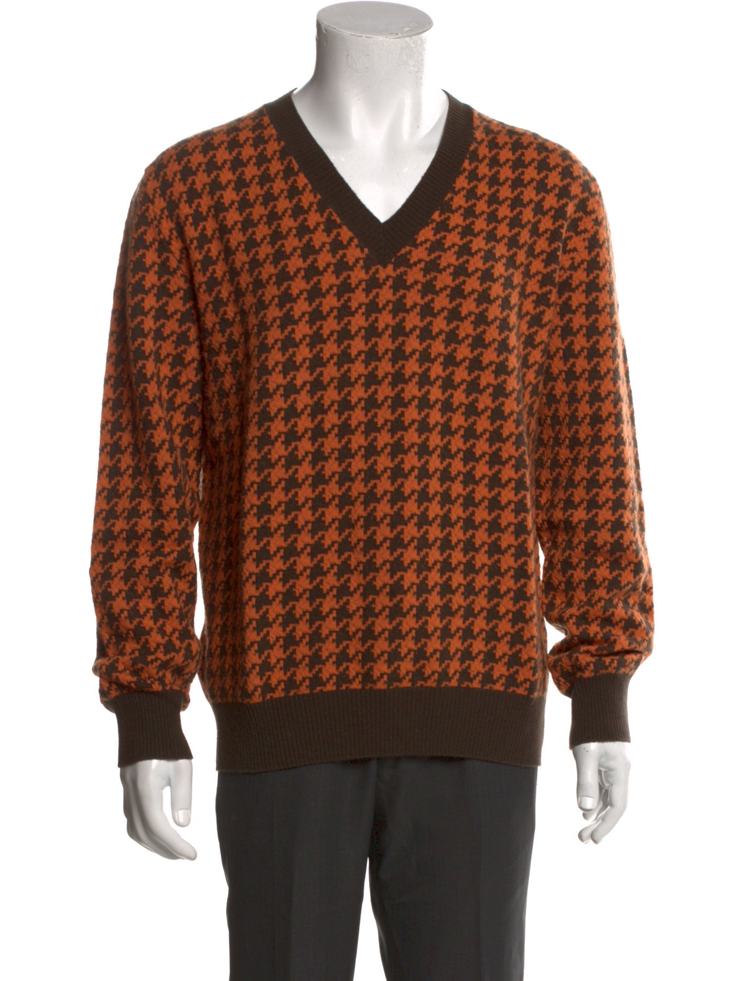 Hermès Merino Wool Houndstooth Print Pullover