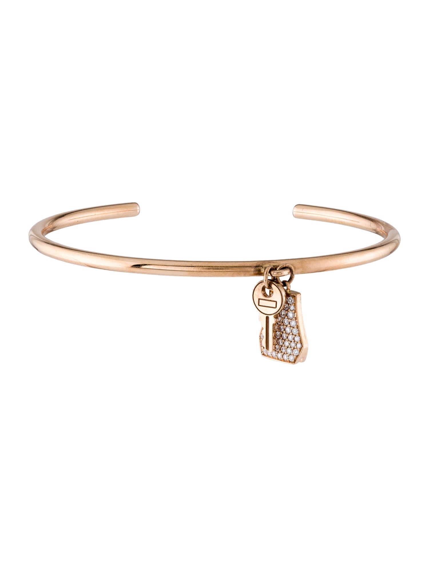 Hermès 18K Diamond Kelly Clochette Bracelet, Very Small Model