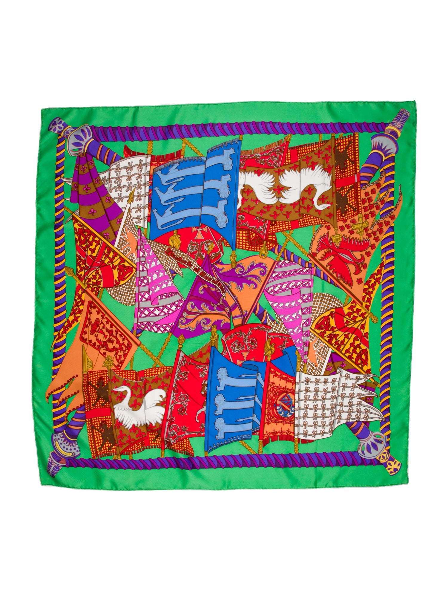 Hermès Etendards et Bonnières Silk Scarf