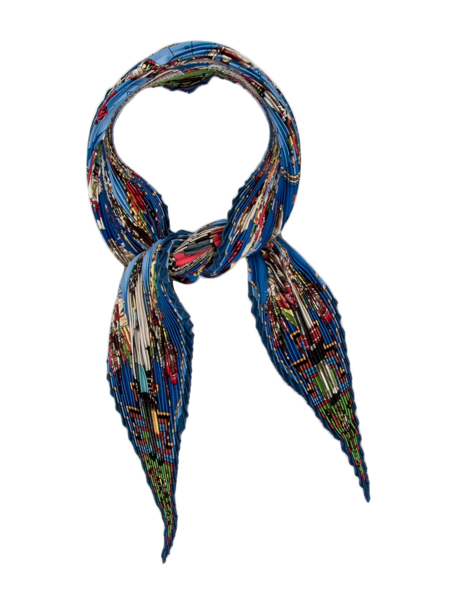 Hermès Kachinas Silk Plissé Scarf