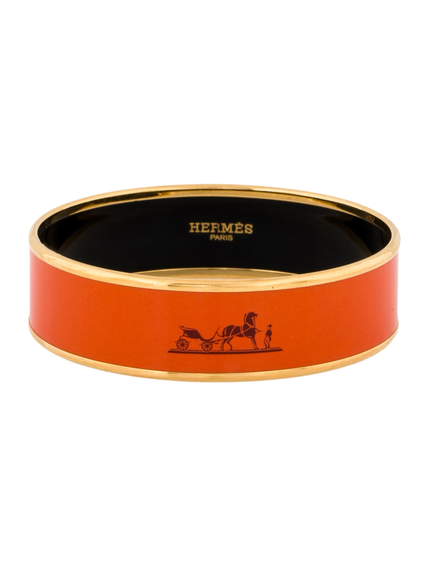 Hermès Enamel Wide Caleche Bangle Bracelet