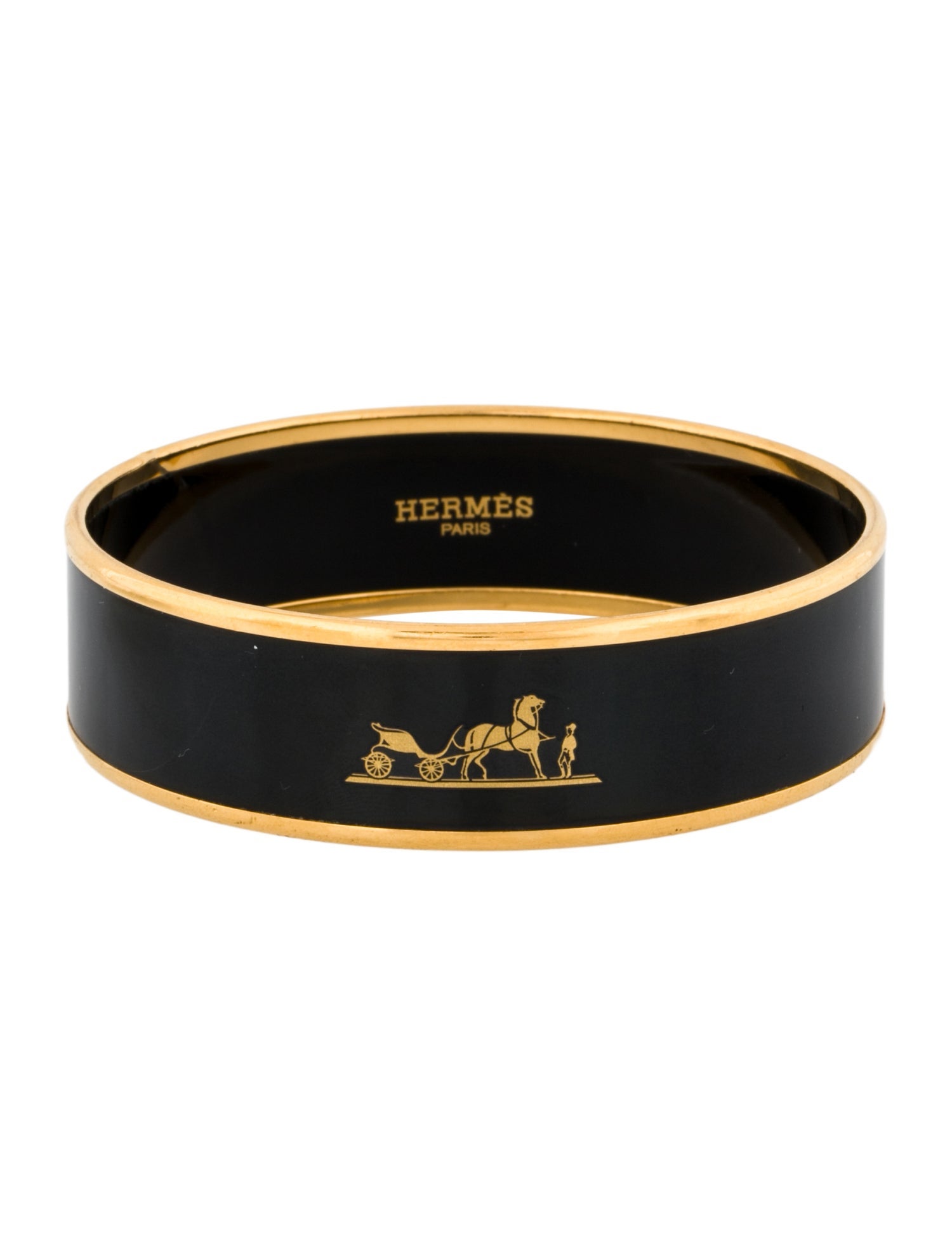 Hermès Enamel Wide Caleche Bangle Bracelet
