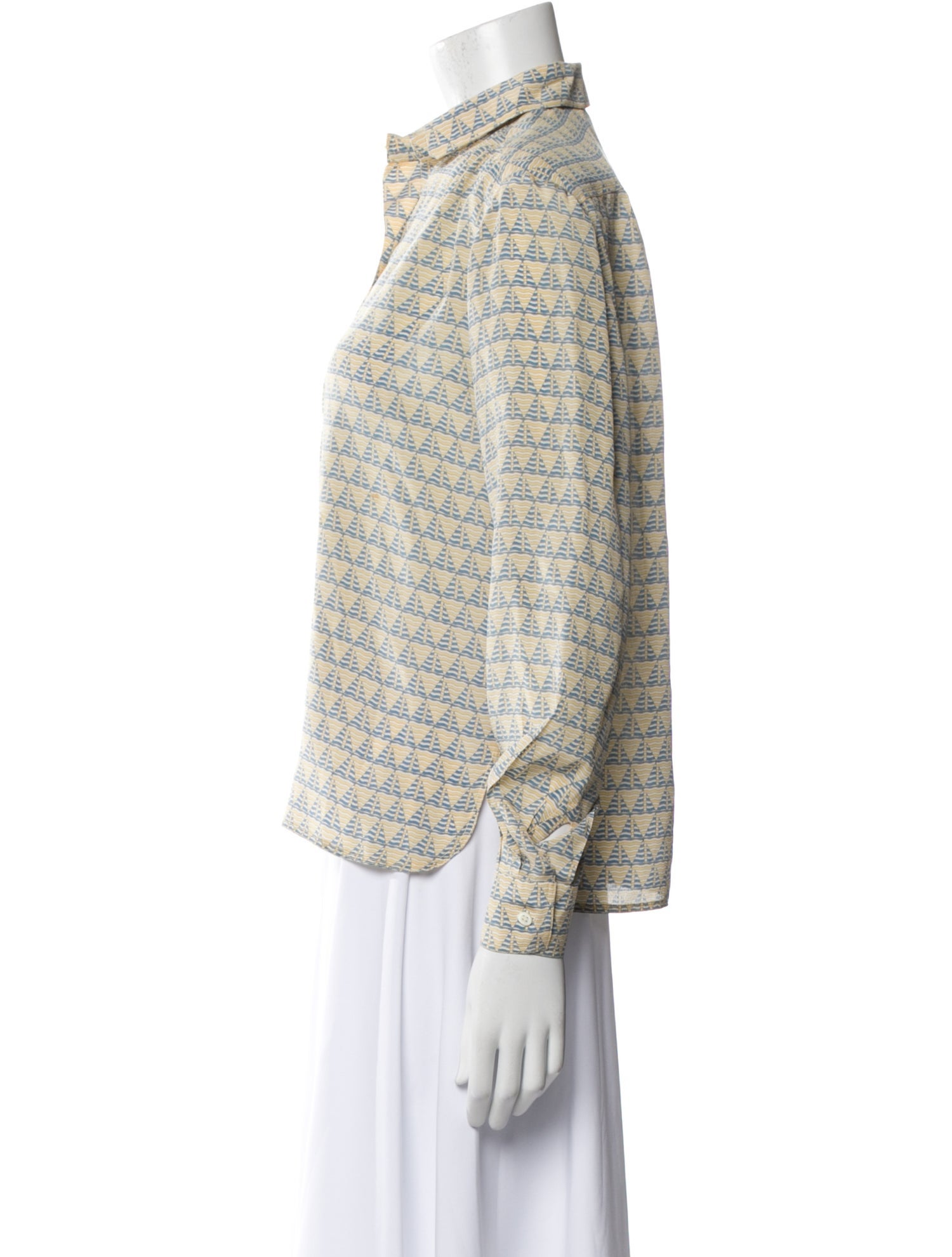 Hermès Silk Printed Button-Up Top