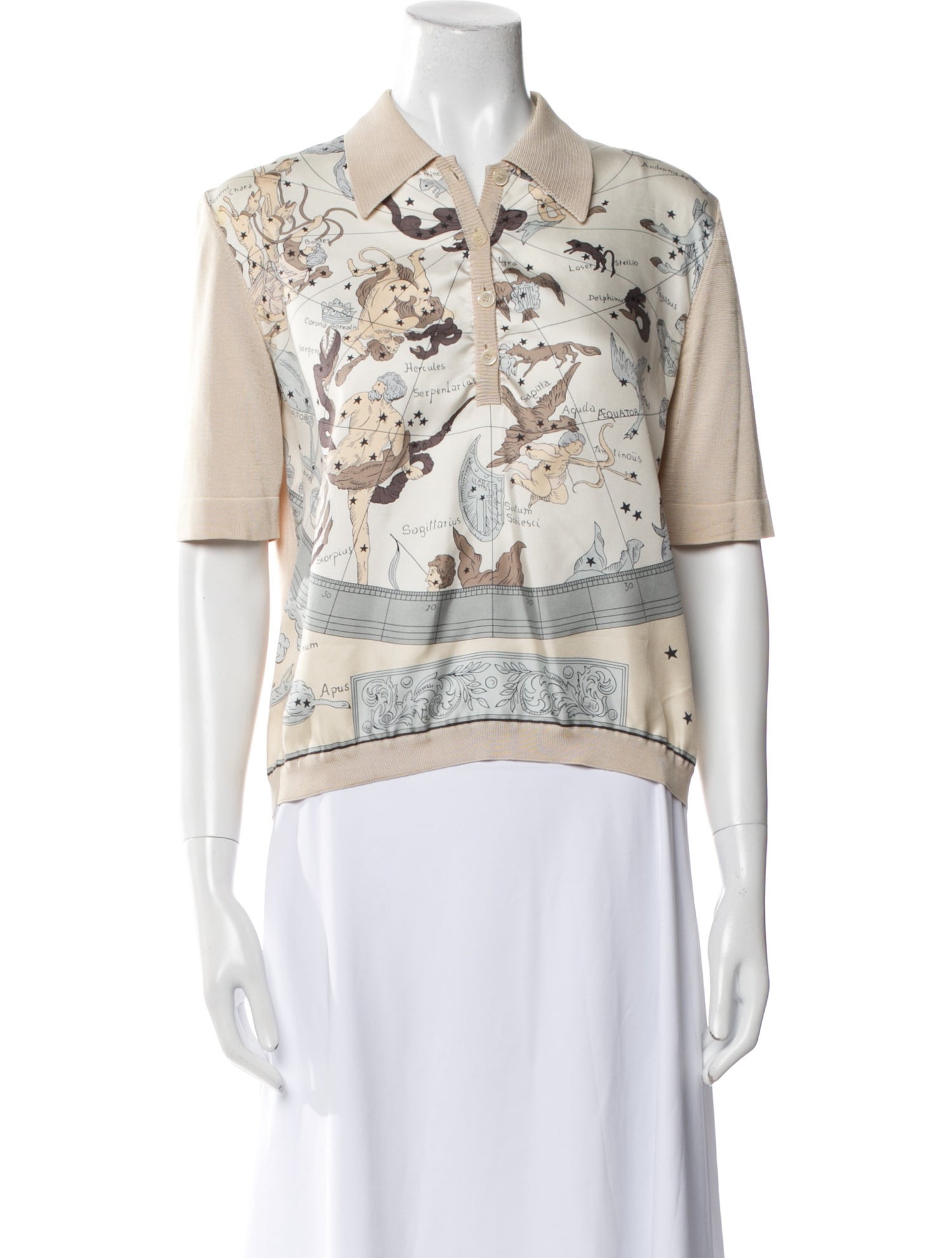 Hermès Silk Paisley Print Polo w/ Tags