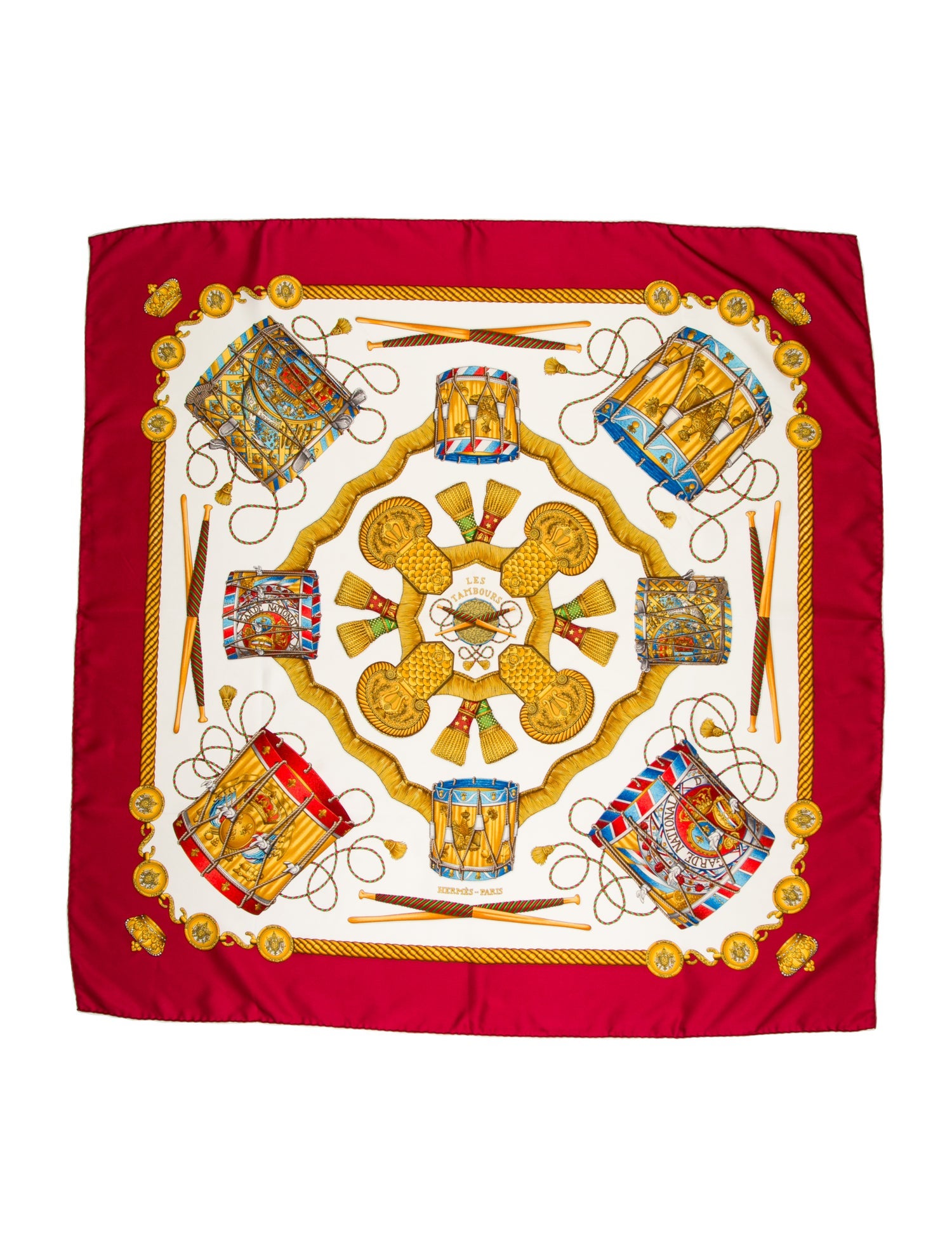 Hermès Les Tambours Silk Scarf