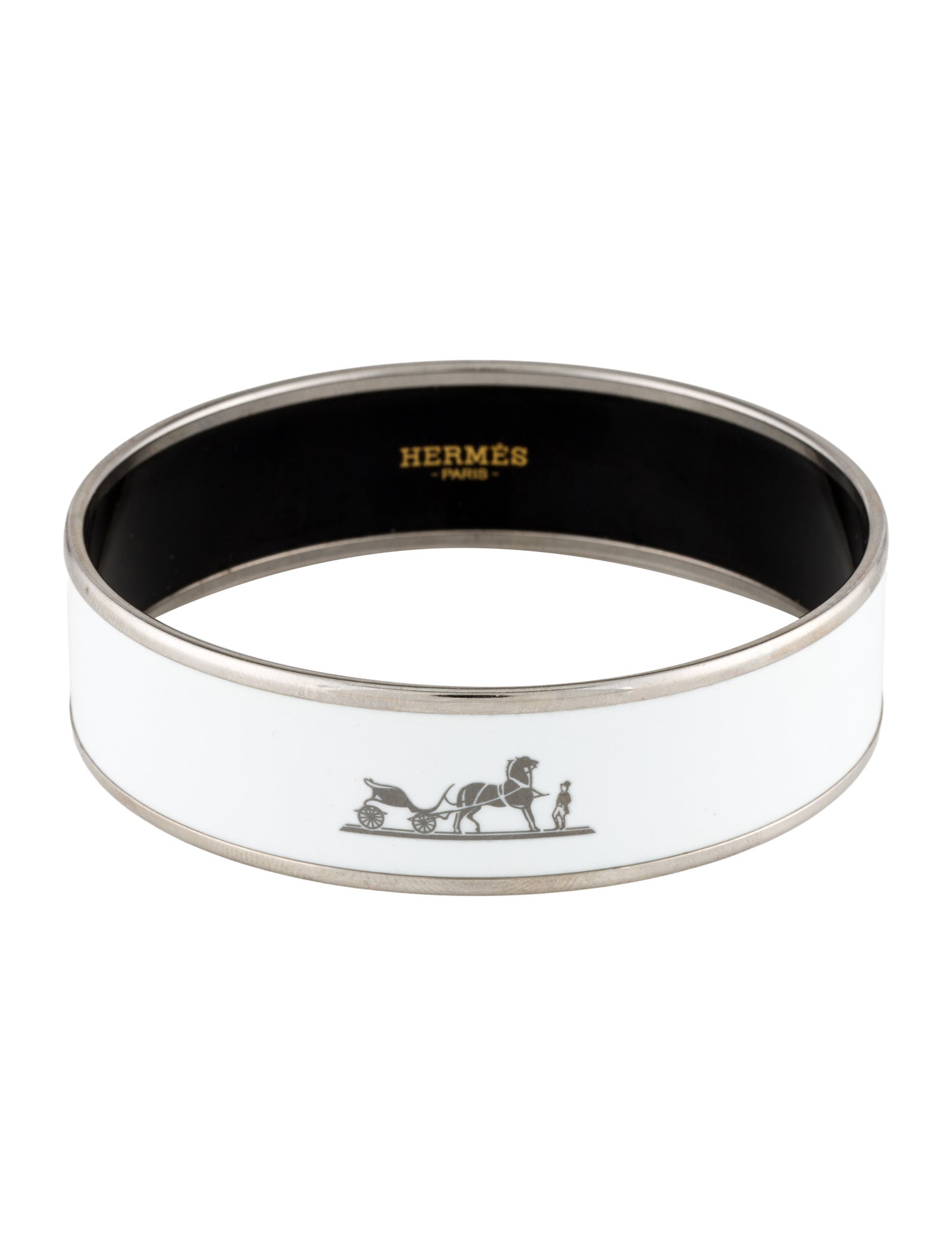 Hermès Enamel Caléche Wide Bangle Bracelet