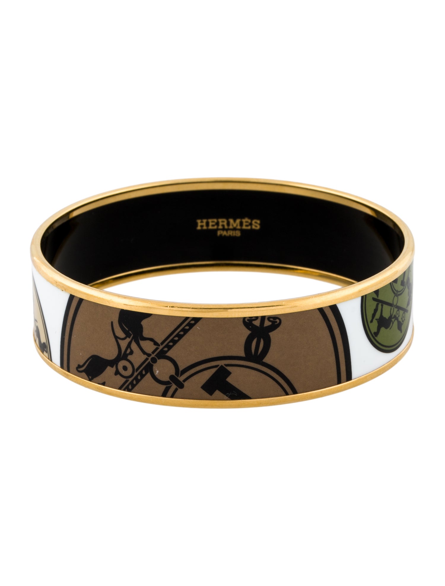Hermès Wide Enamel Bangle Bracelet