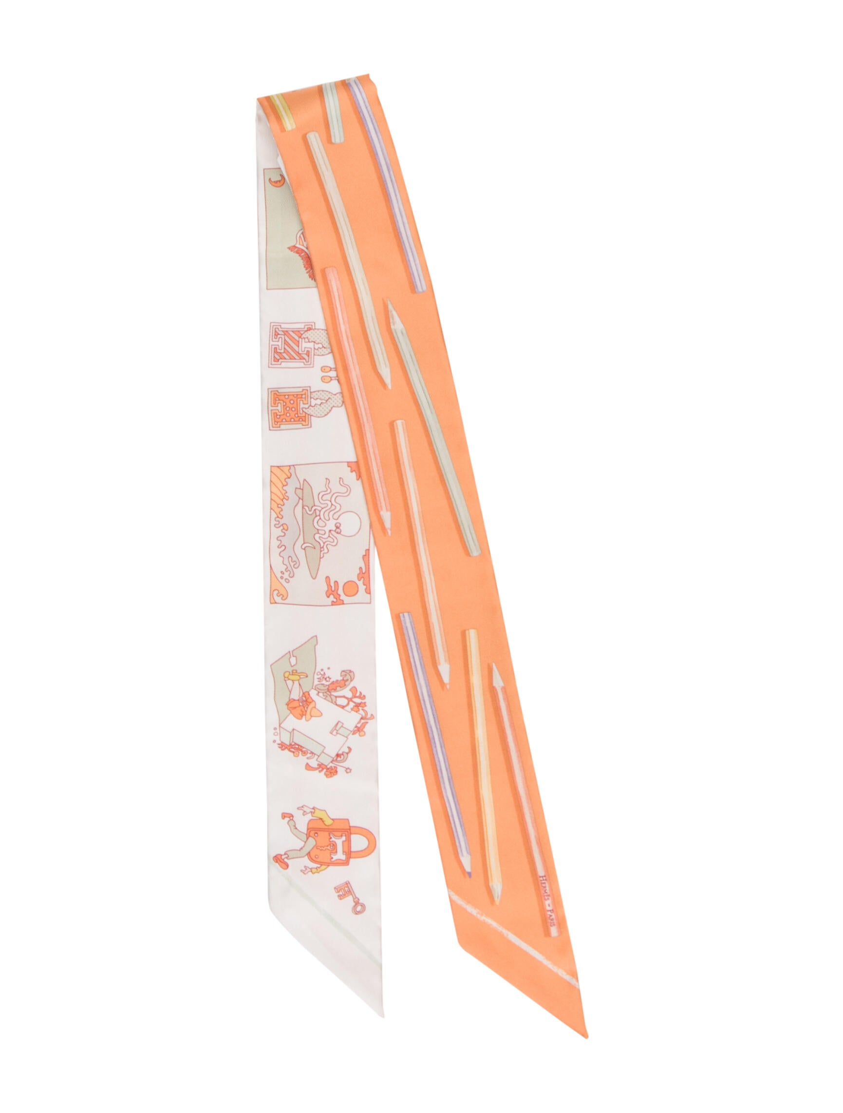 Hermès A Vos Crayons et Carre Libre Silk Twilly Scarf w/ Tags