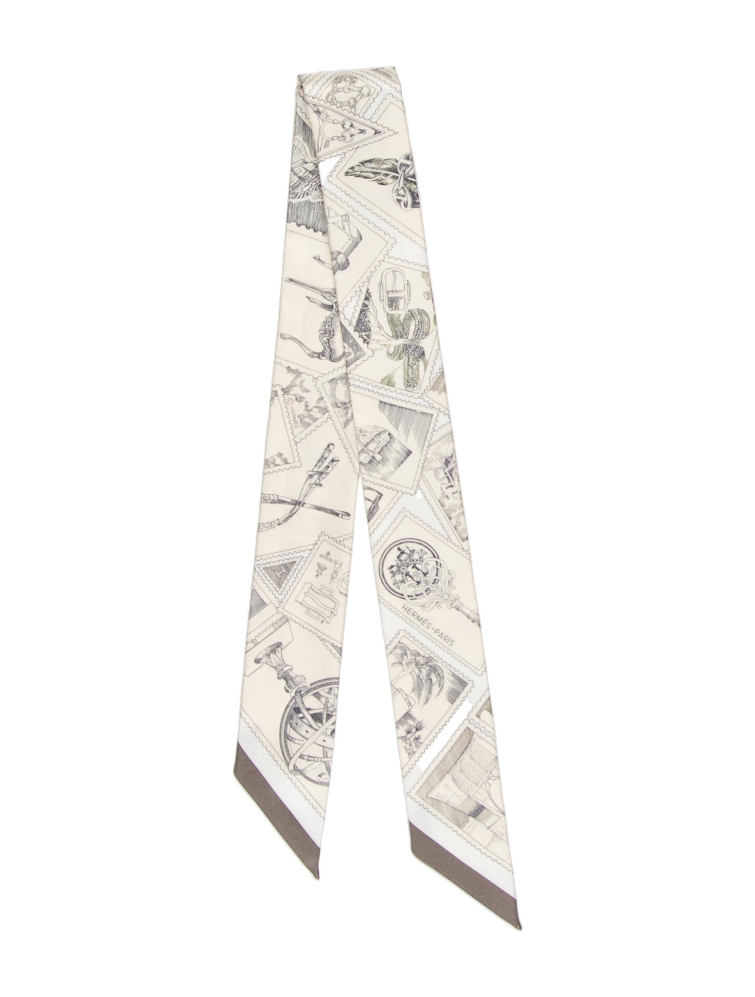 Hermès Le Philateliste du Faubourg Silk Twilly Scarf w/ Tags