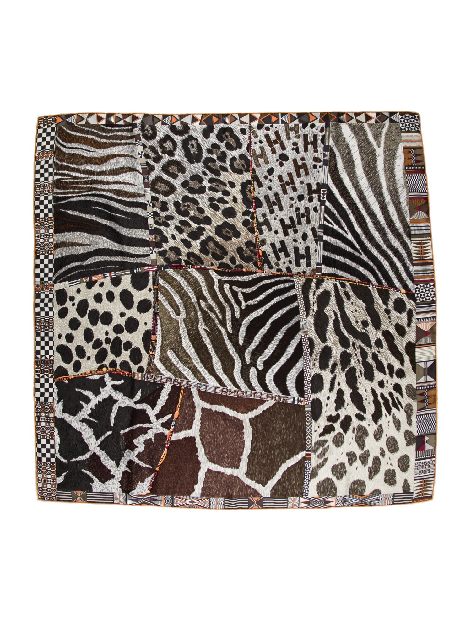 Hermès Pelages et Camouflage Silk Scarf