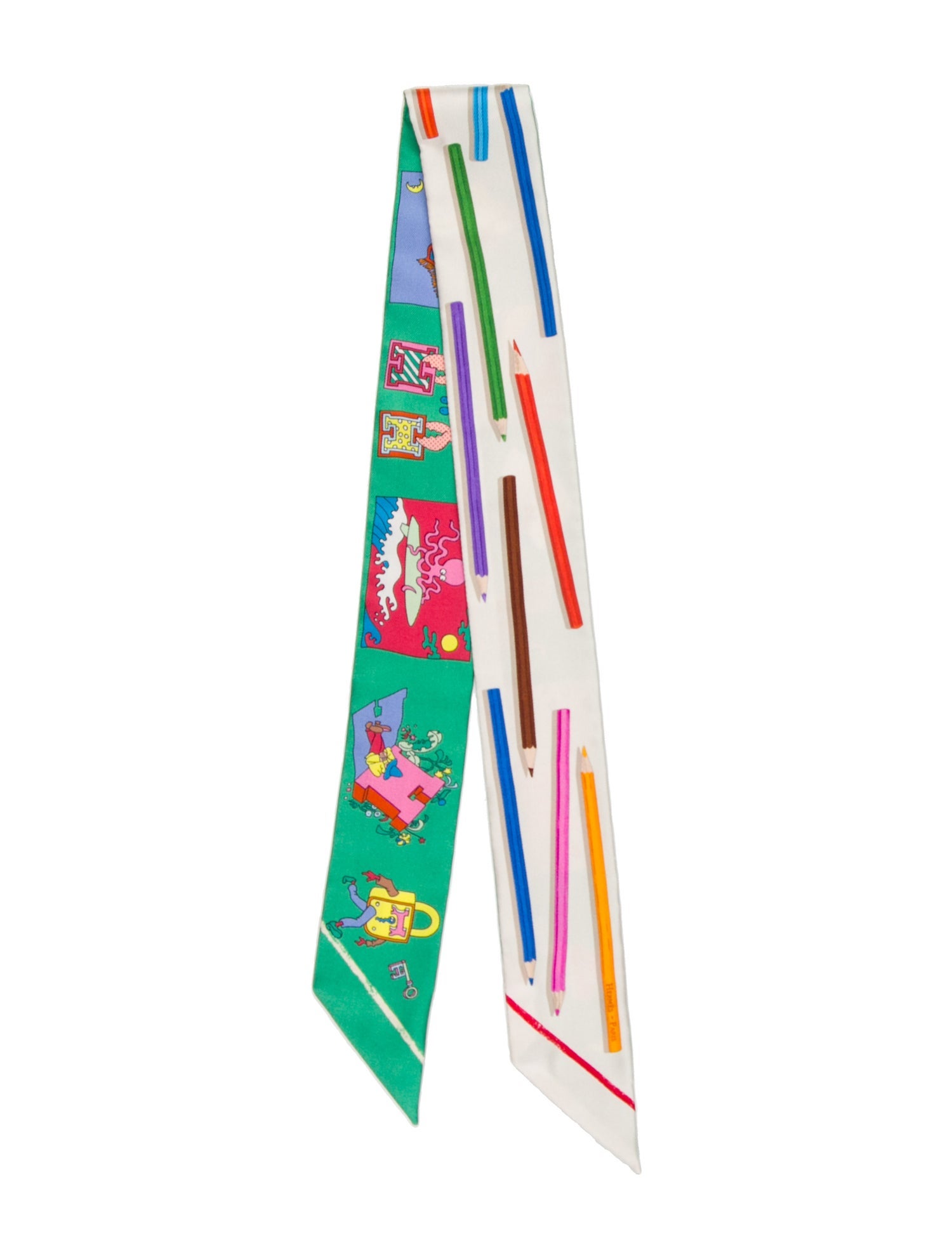 Hermès A Vos Crayons et Carre Libre Silk Twilly Scarf w/ Tags