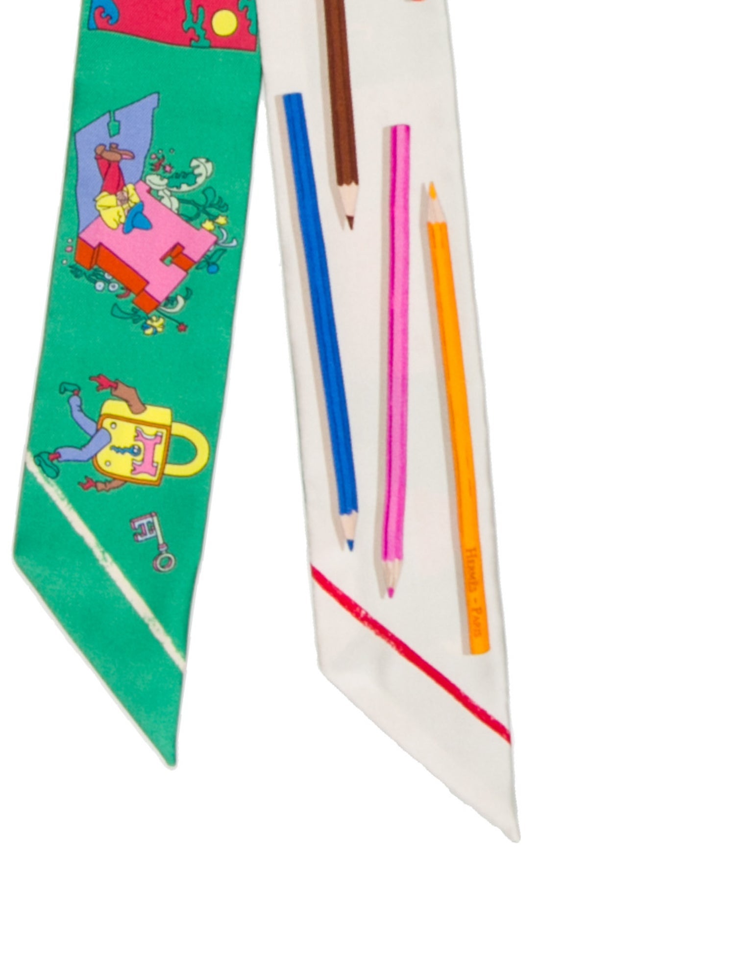 Hermès A Vos Crayons et Carre Libre Silk Twilly Scarf w/ Tags