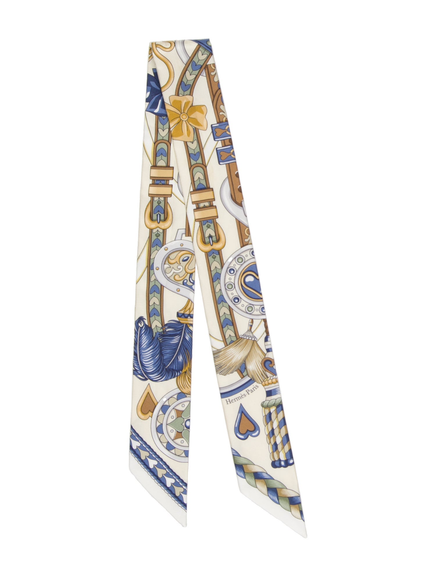 Hermès Harnais De Coeur Silk Twilly Scarf