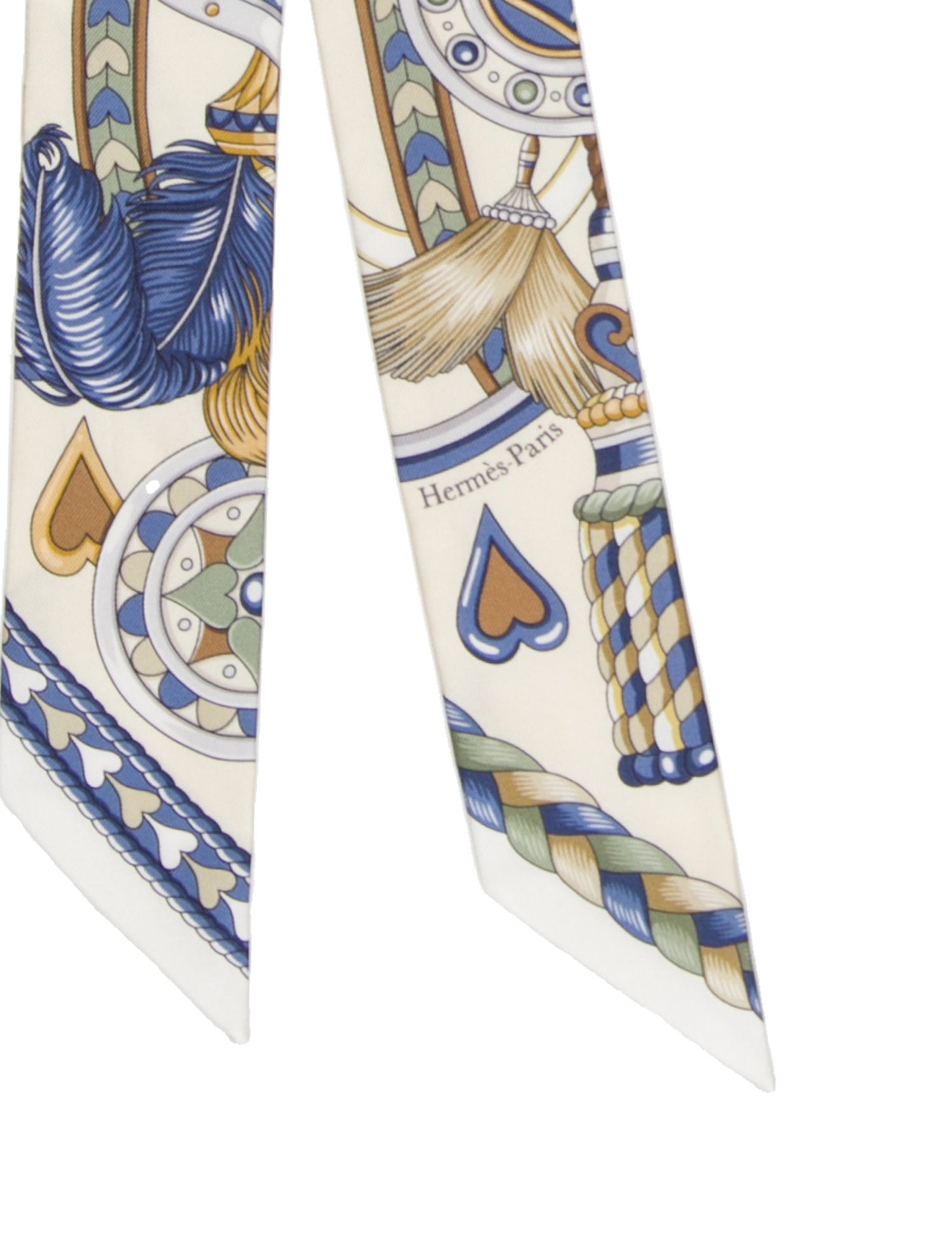 Hermès Harnais De Coeur Silk Twilly Scarf