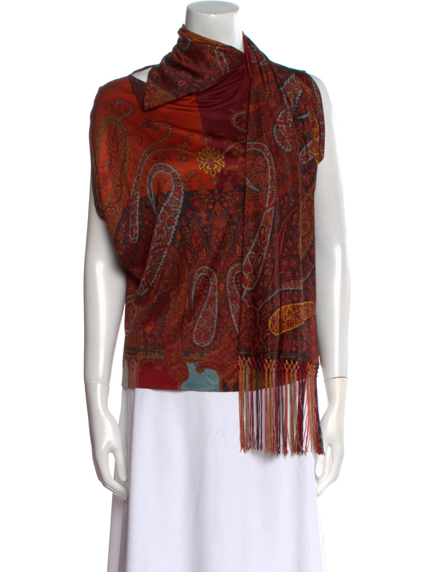 Hermès Printed Cowl Neck Blouse