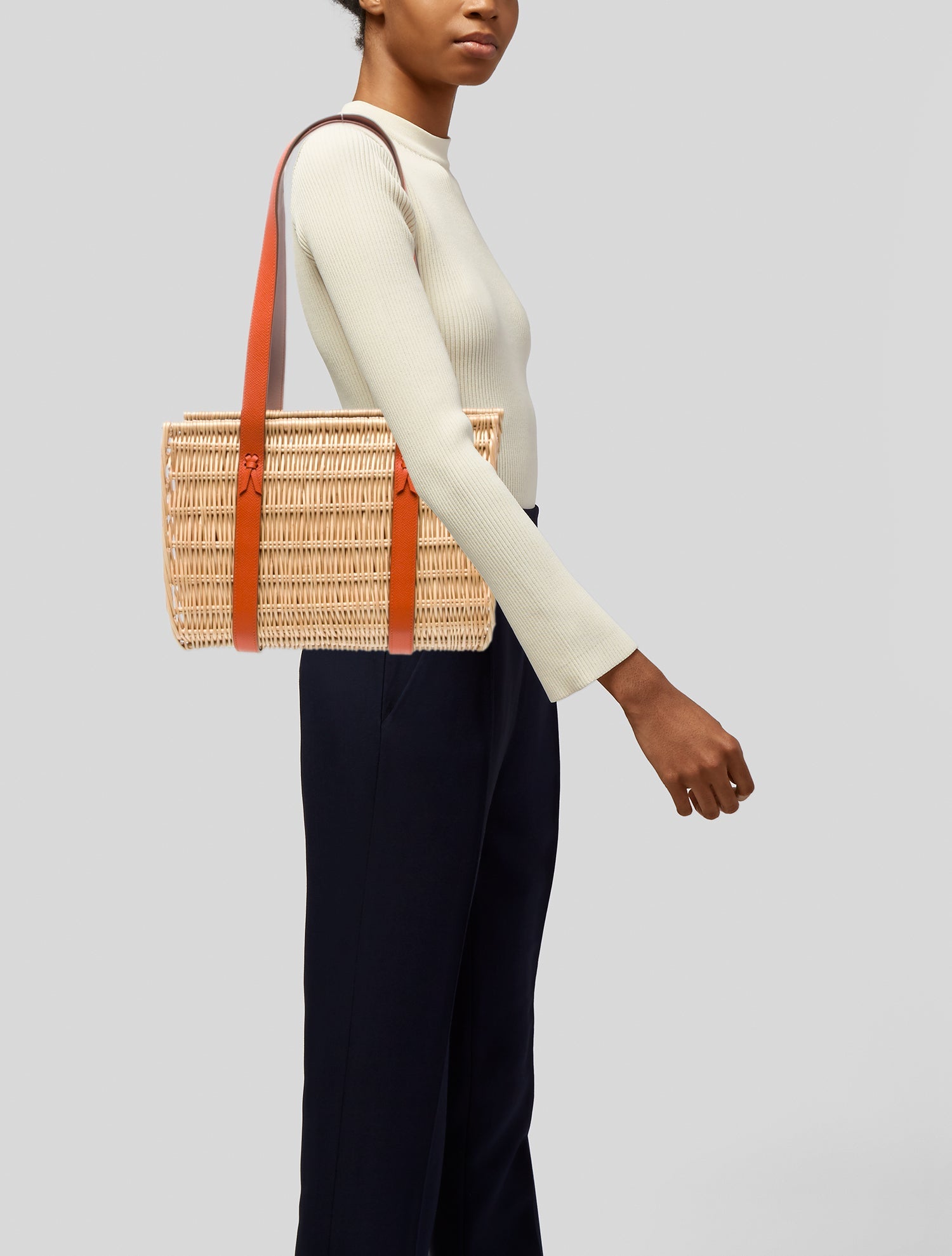 Hermès Epsom and Matte Crocodile Petit H Wicker Basket PM
