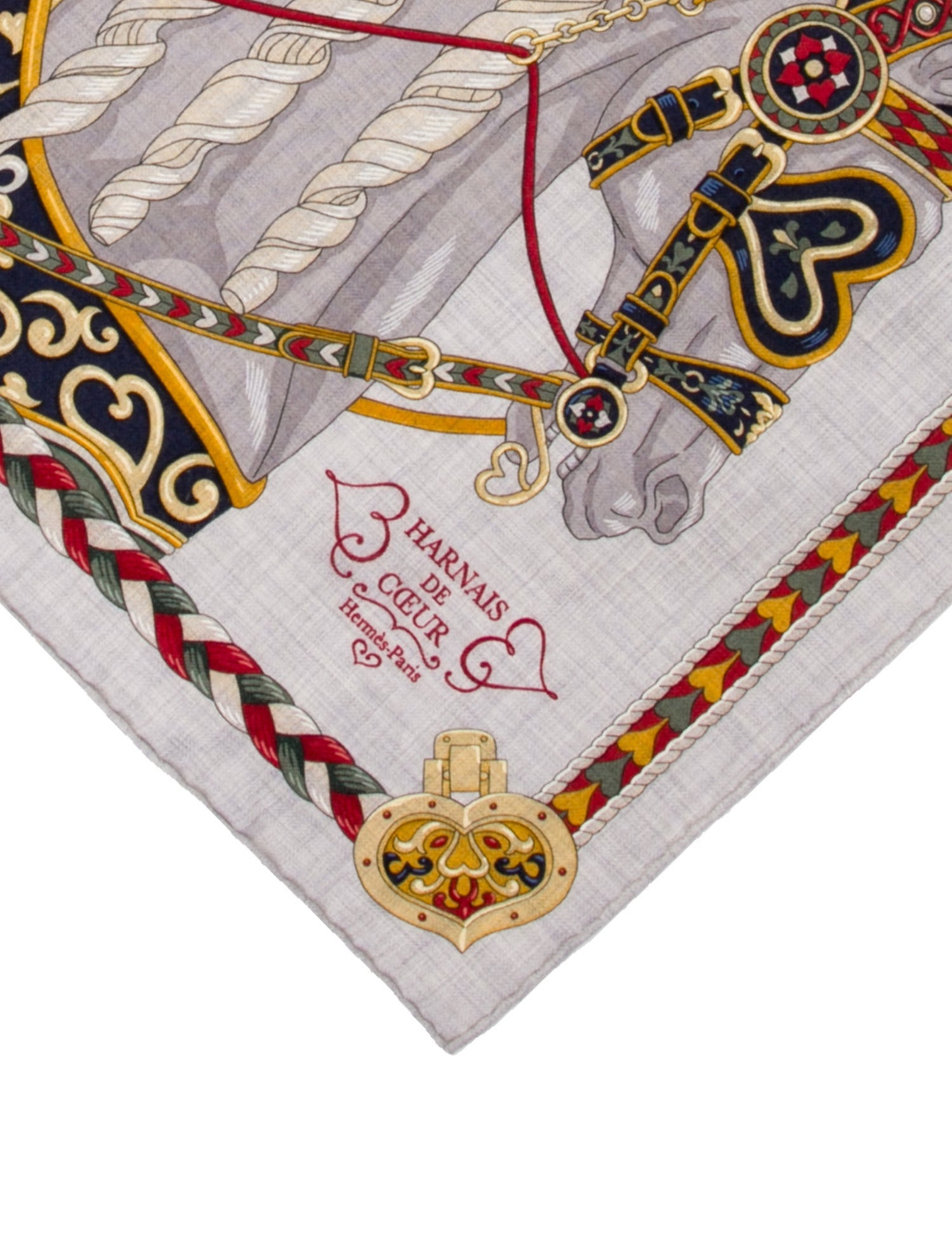 Hermès Harnais De Coeur Handkerchief Cashmere Scarf