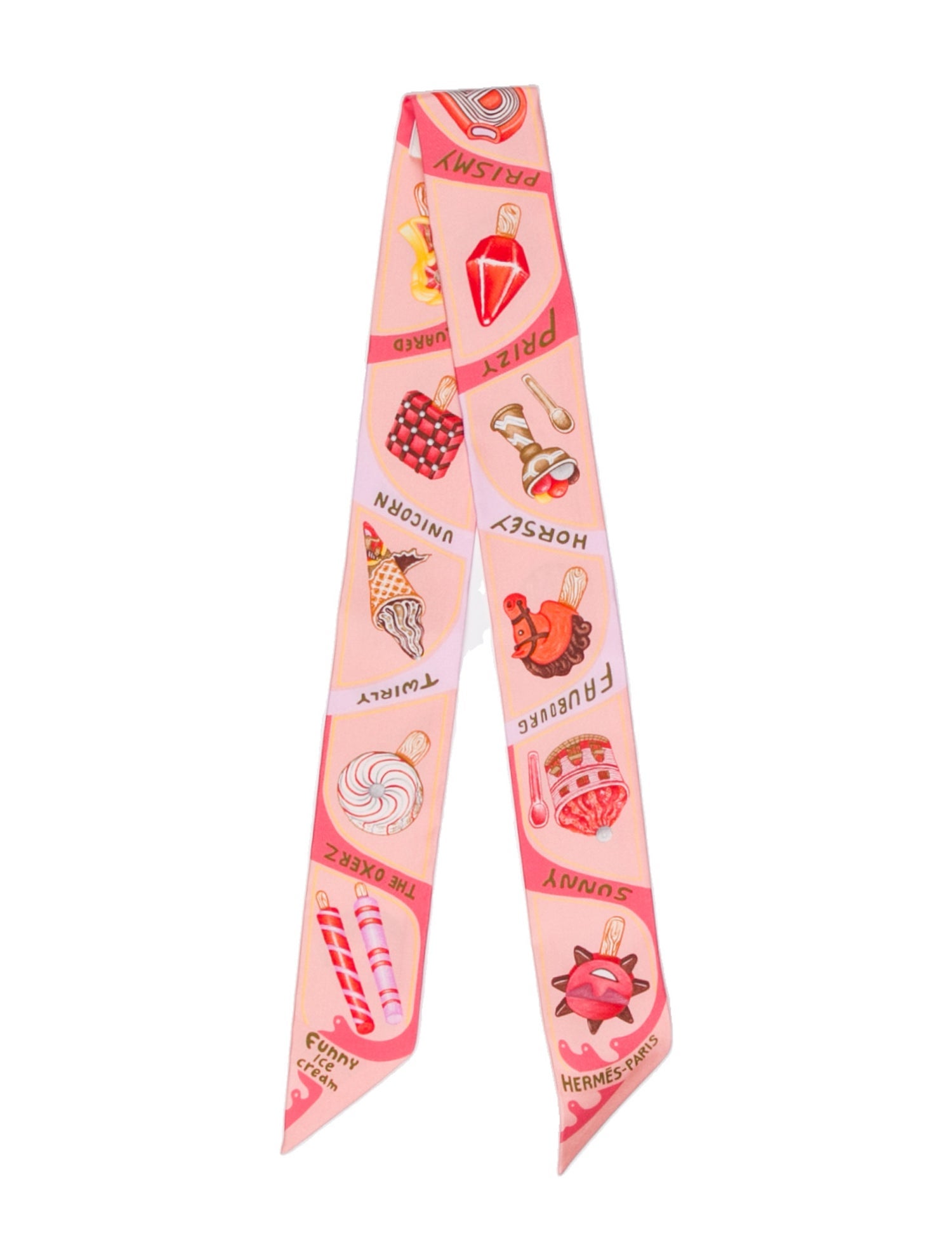 Hermès Funny Ice Cream Silk Twilly Scarf w/ Tags