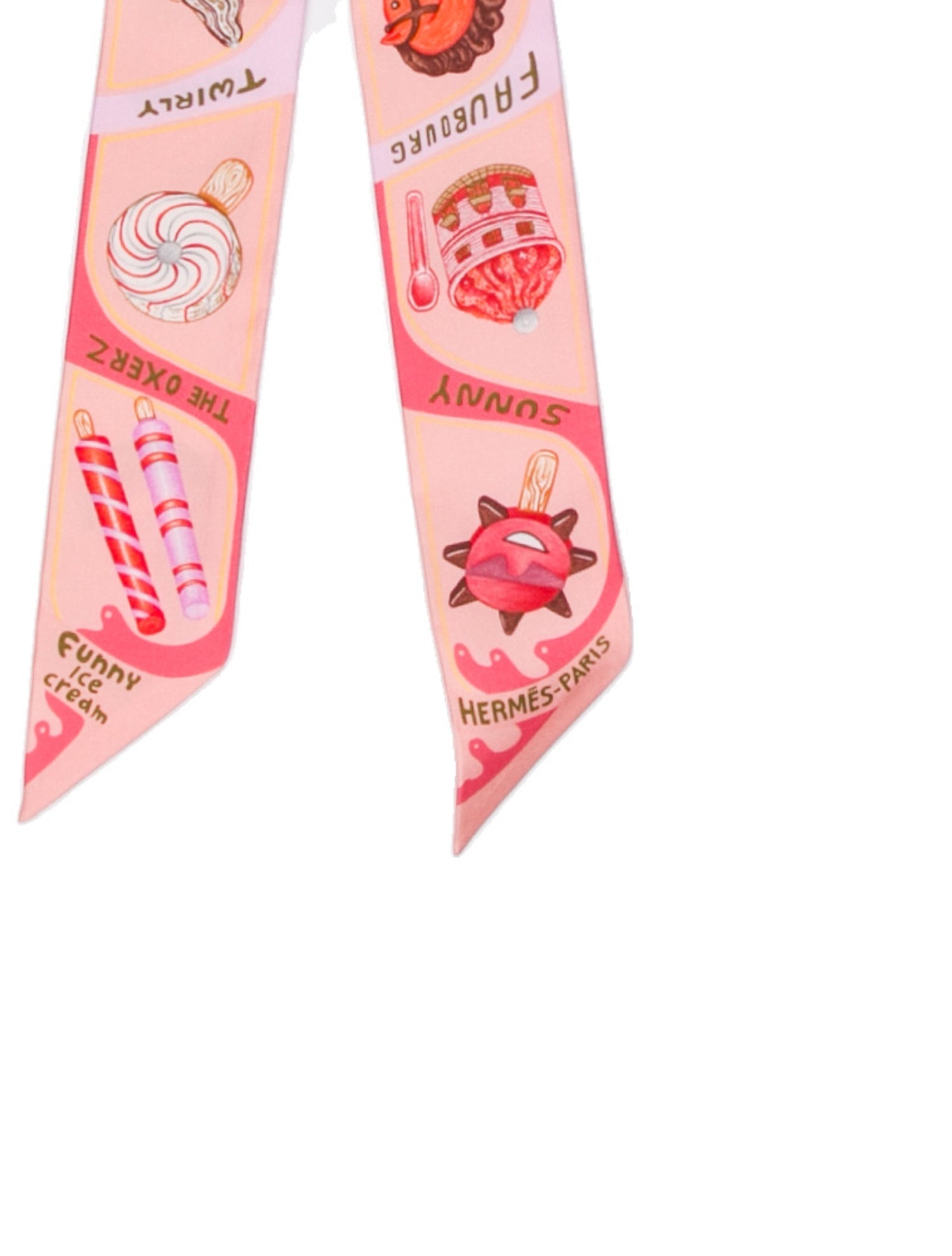 Hermès Funny Ice Cream Silk Twilly Scarf w/ Tags