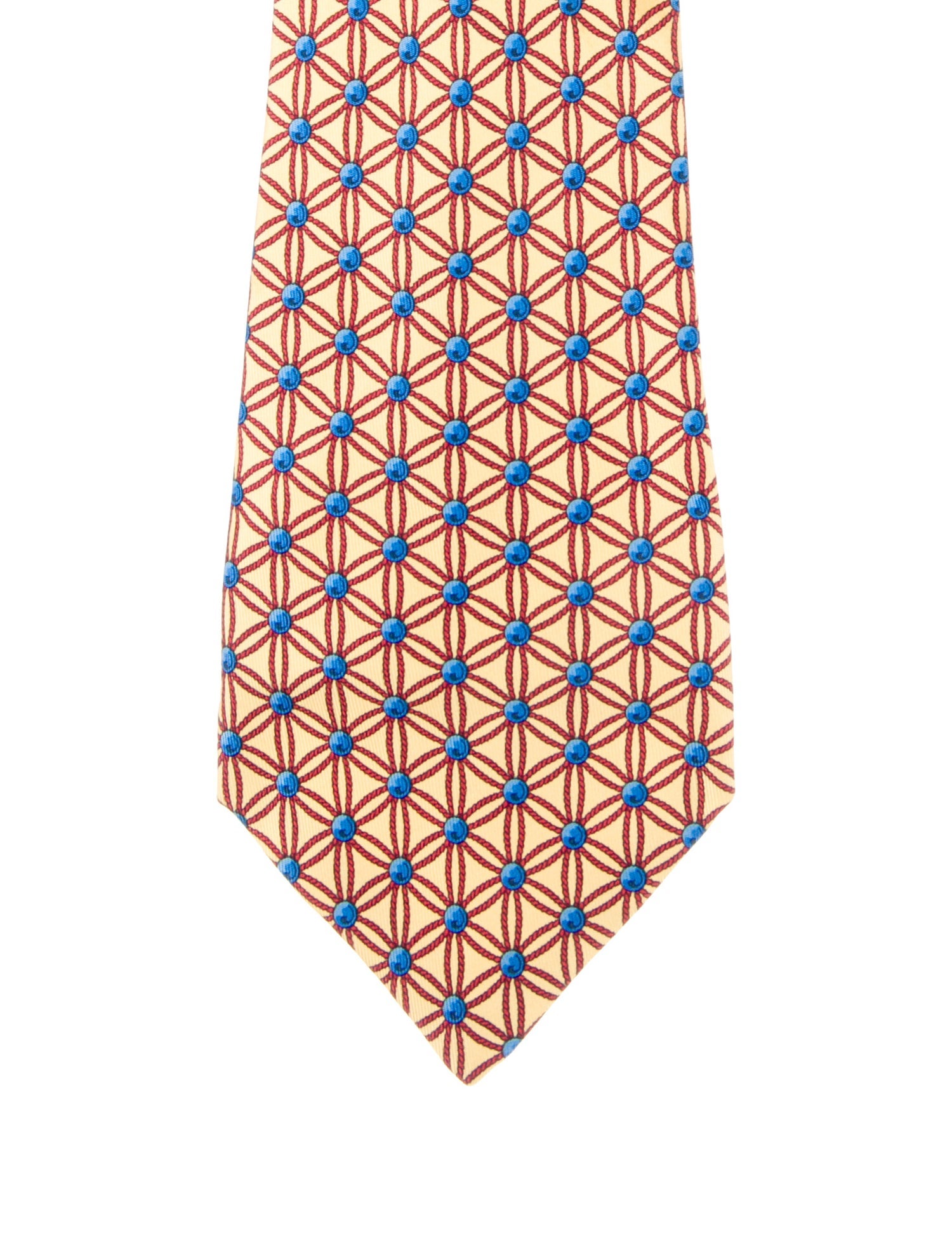 Hermès Yellow Silk Pattern Print Tie