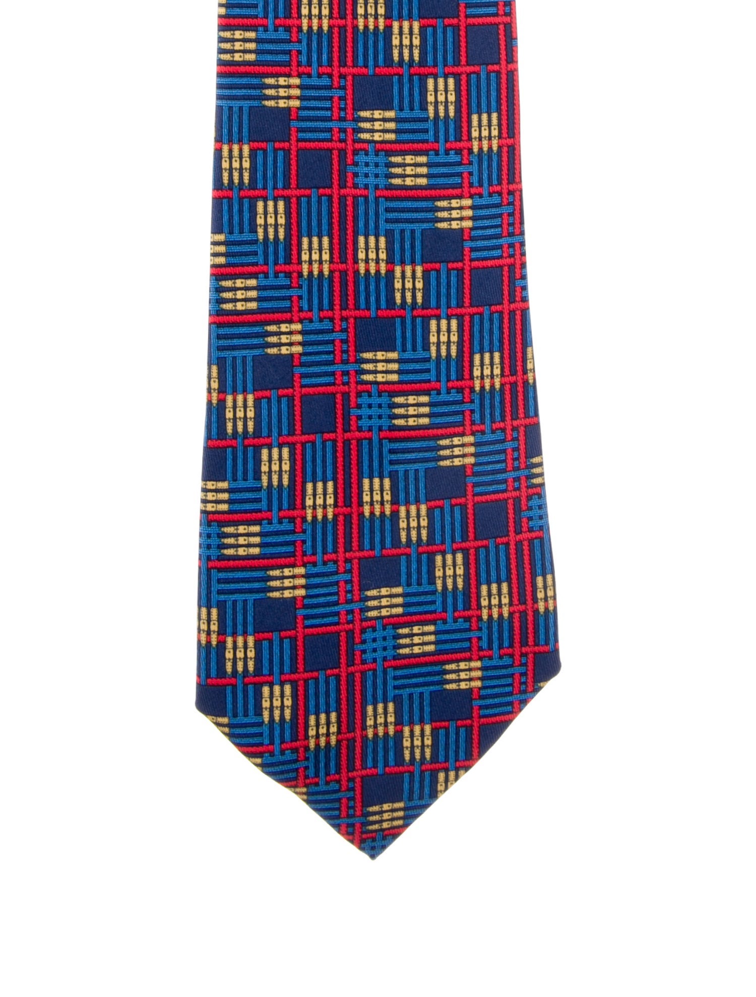 Hermès Blue Silk Pattern Print Tie