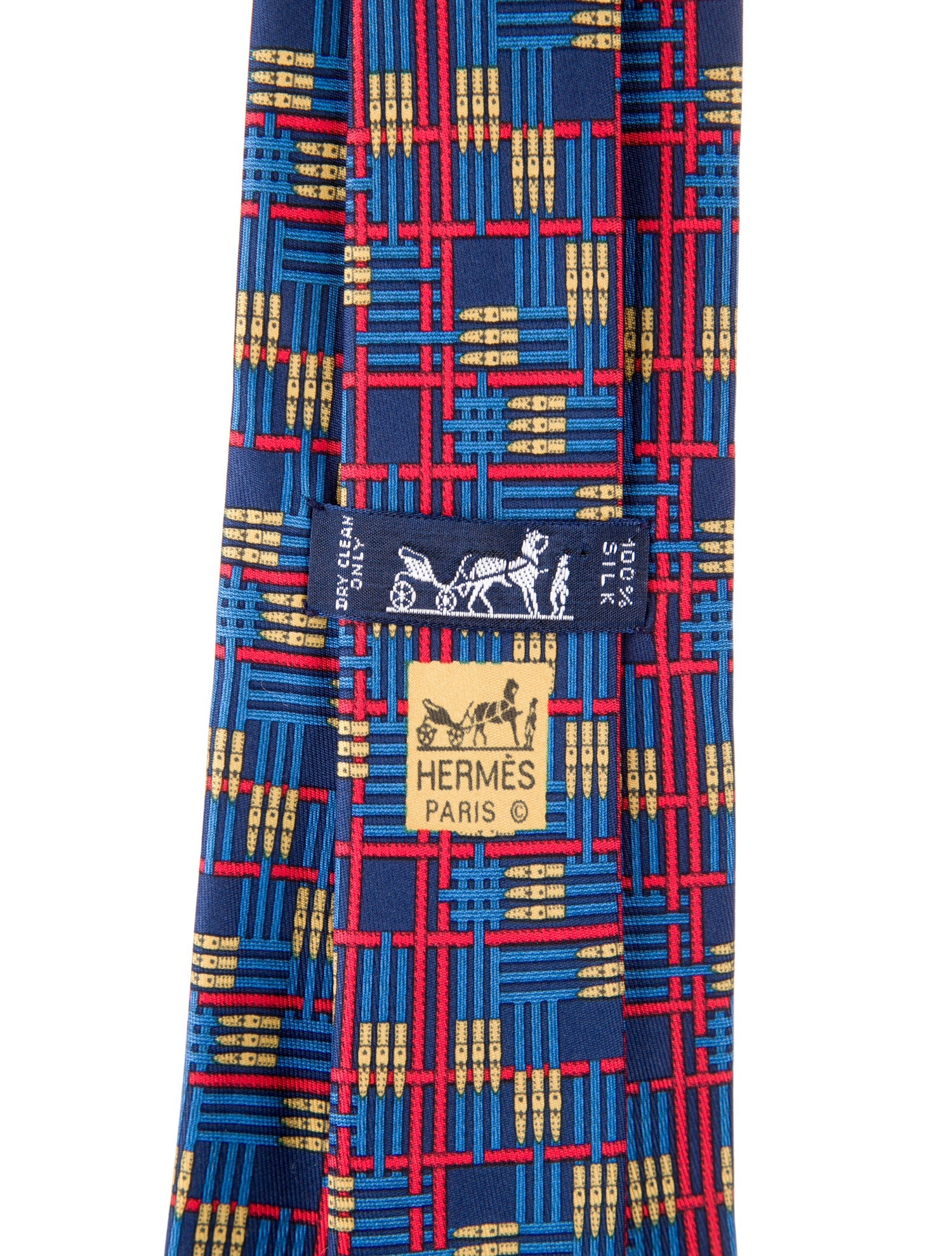 Hermès Blue Silk Pattern Print Tie