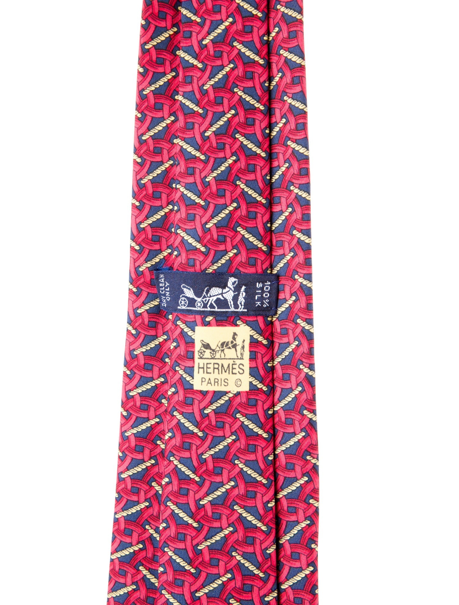 Hermès Blue Silk Geometric Pattern Print Tie