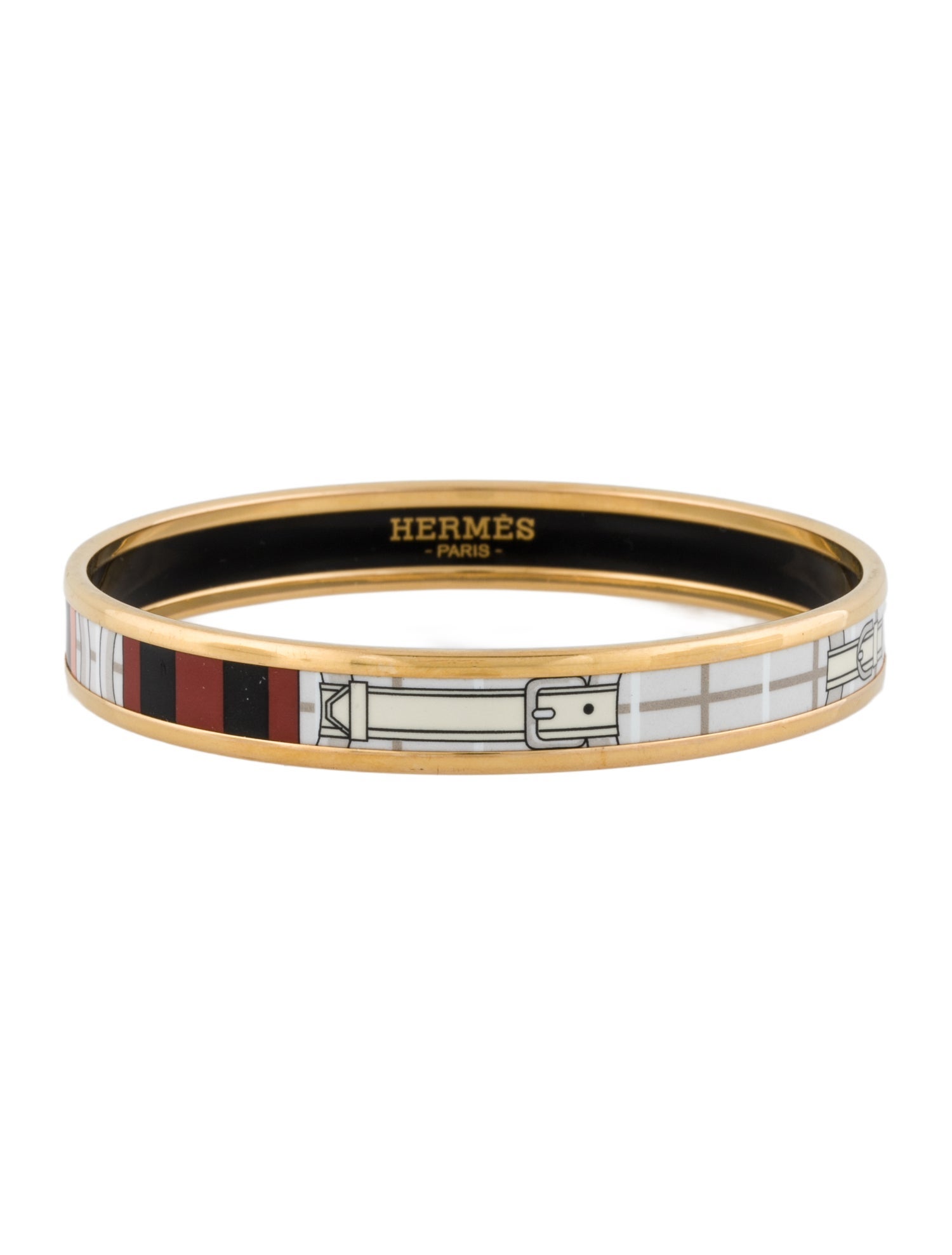 Hermès Narrow Enamel Bangle Bracelet