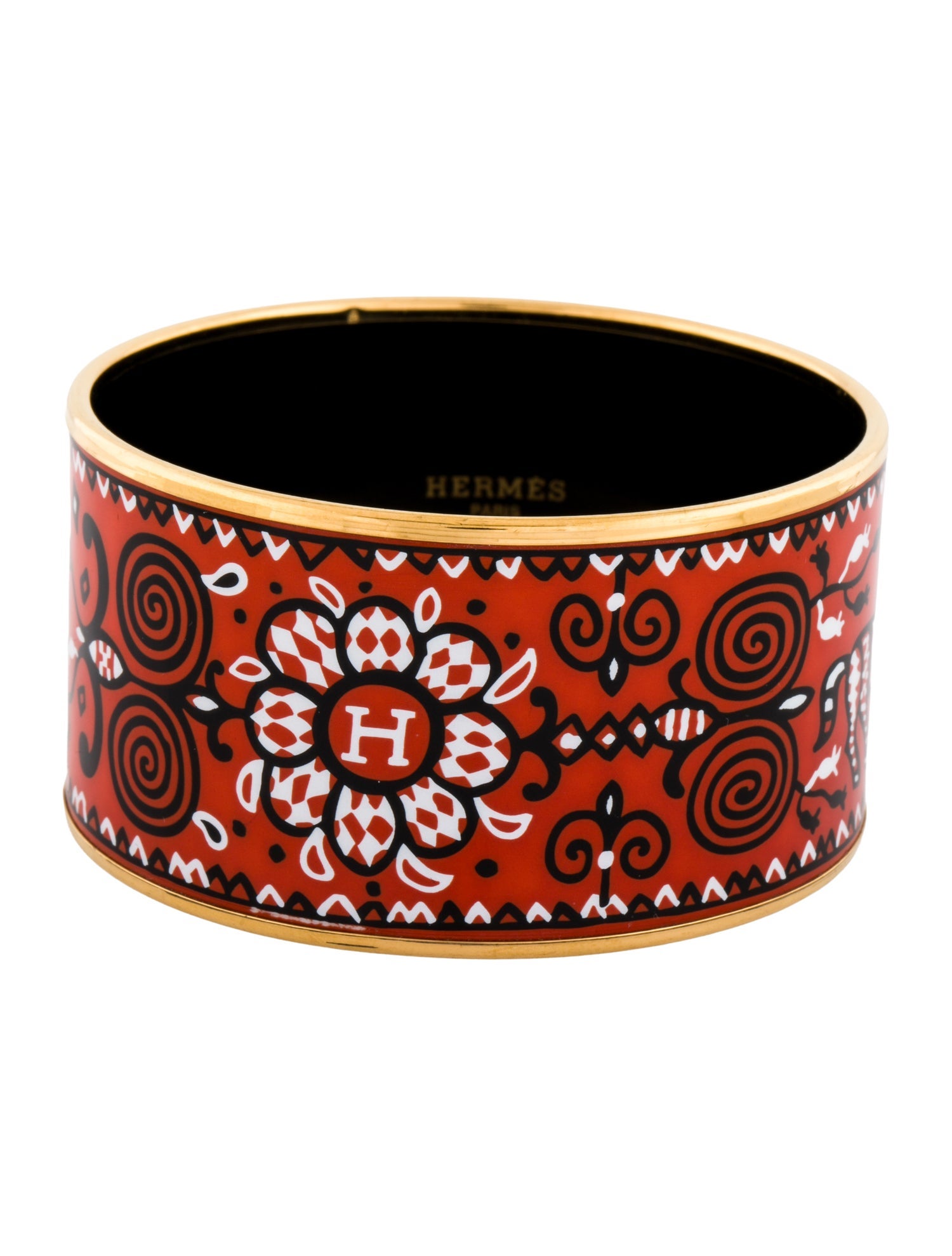Hermès Enamel Extra Wide Enamel Bangle Bracelet