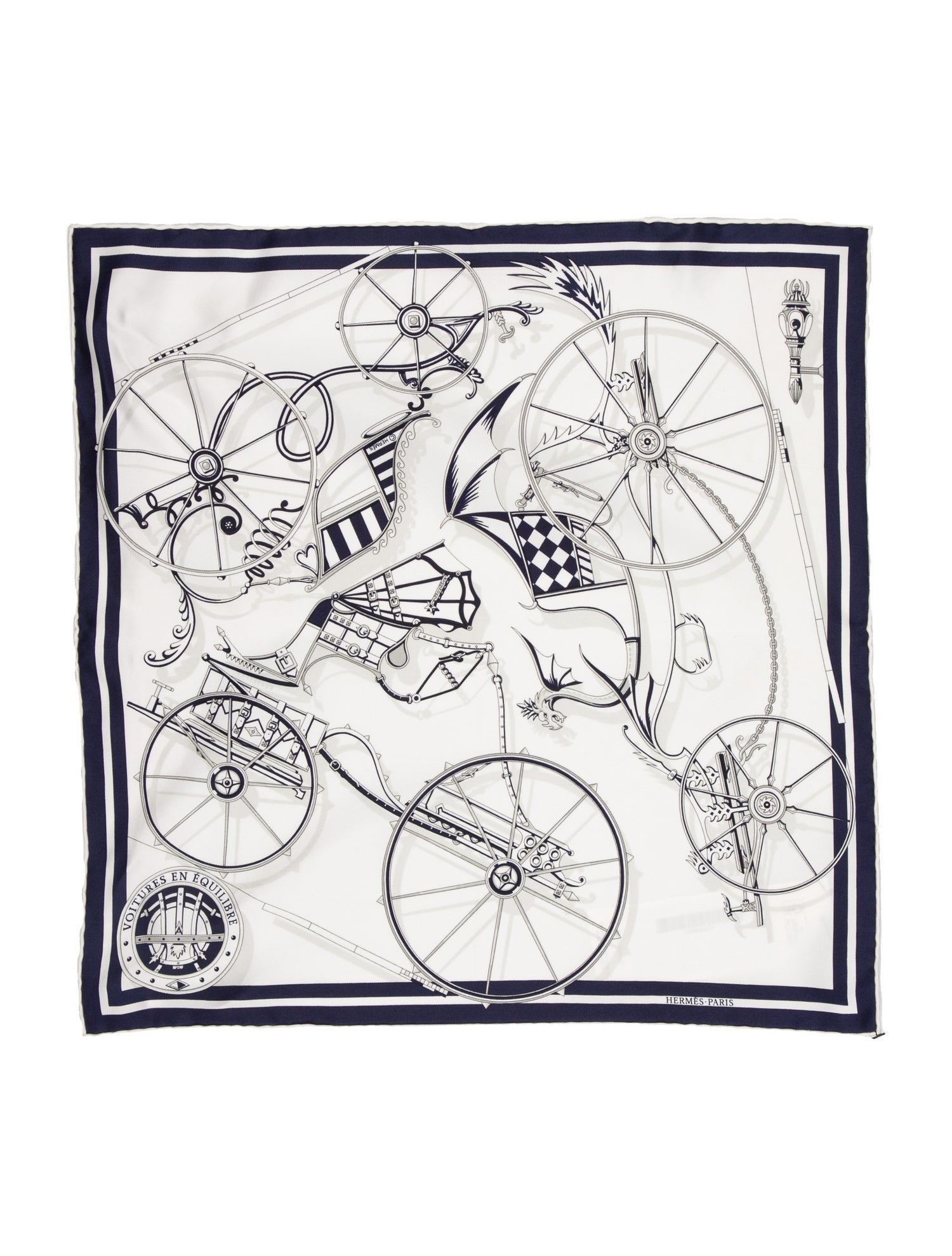 Hermès Voitures En Equilibre Silk Scarf
