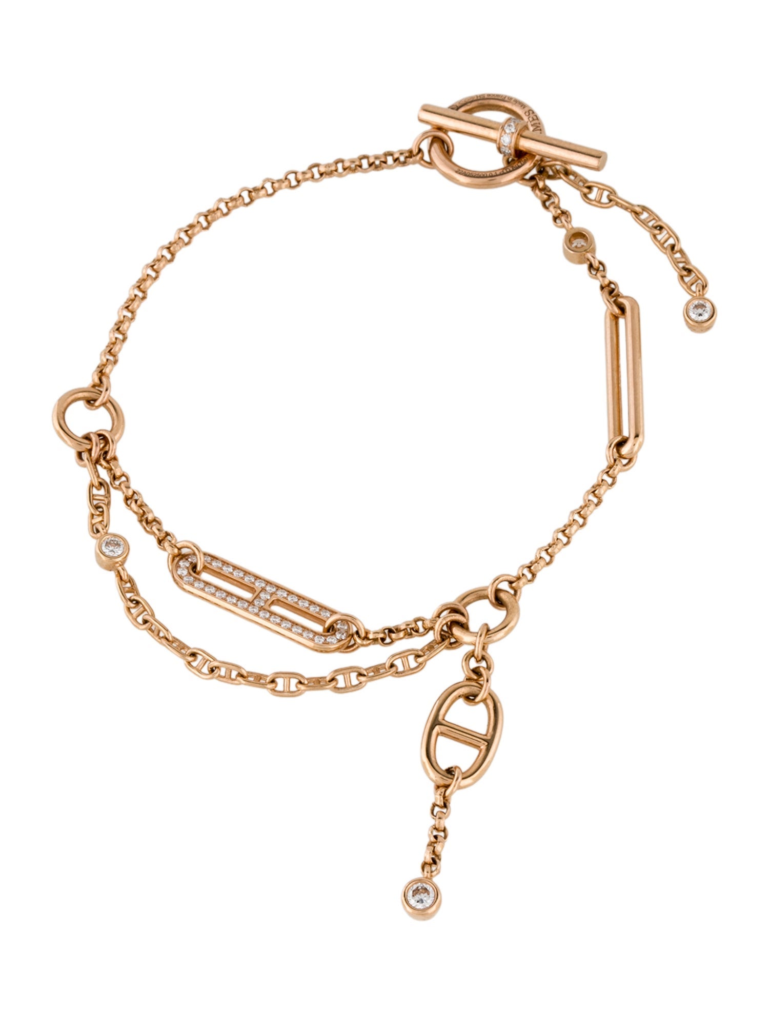 Hermès 18K Diamond Chaine d'Ancre Chaos Bracelet