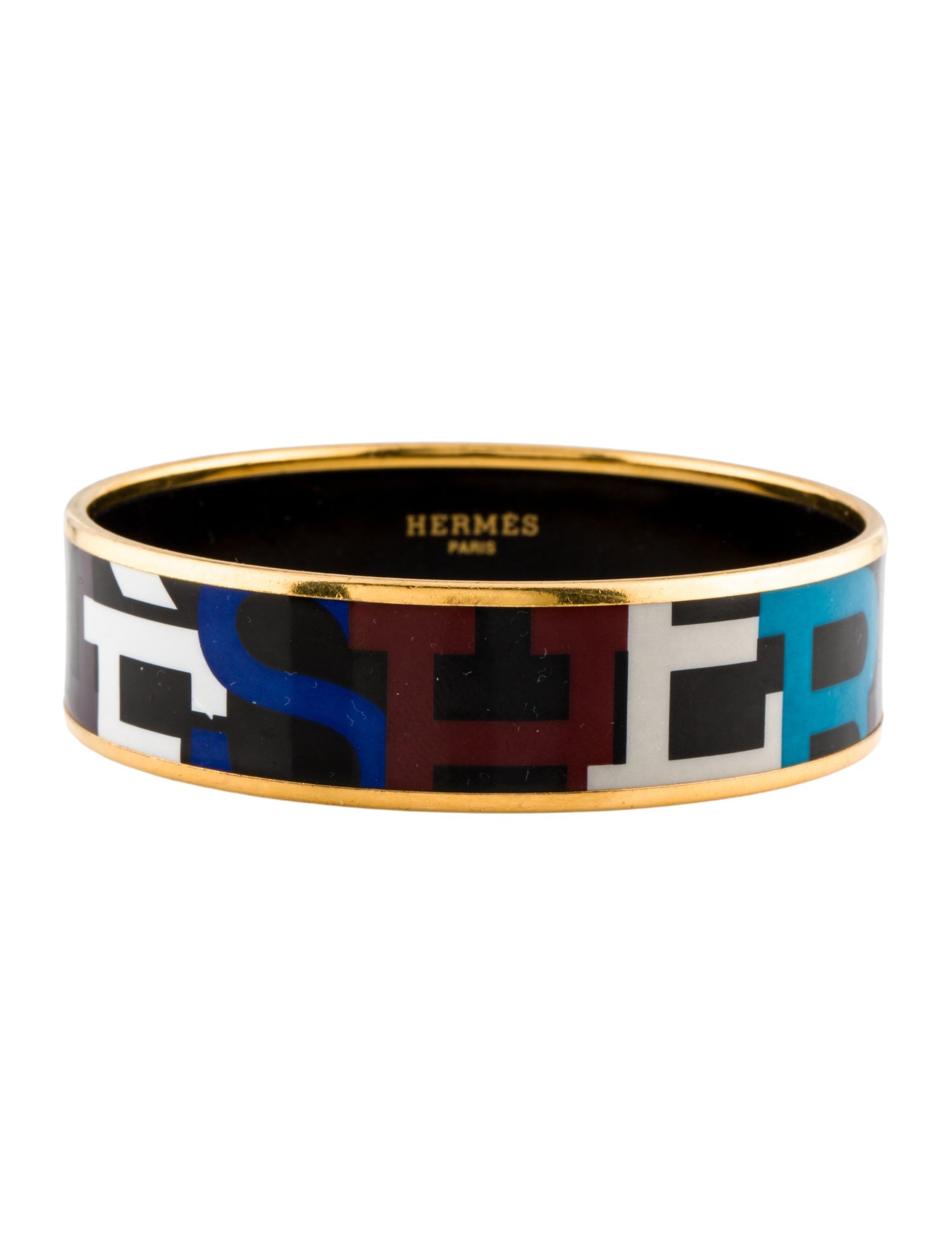 Hermès Enamel Wide Bangle Bracelet