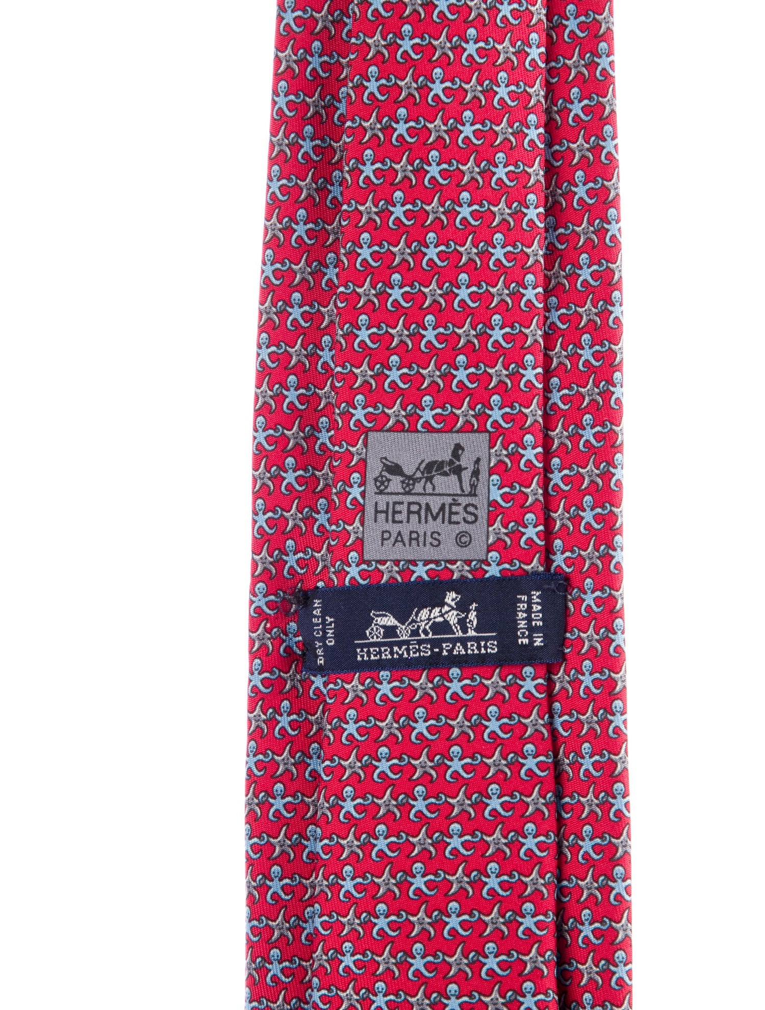 Hermès Silk Red Pattern Print Tie