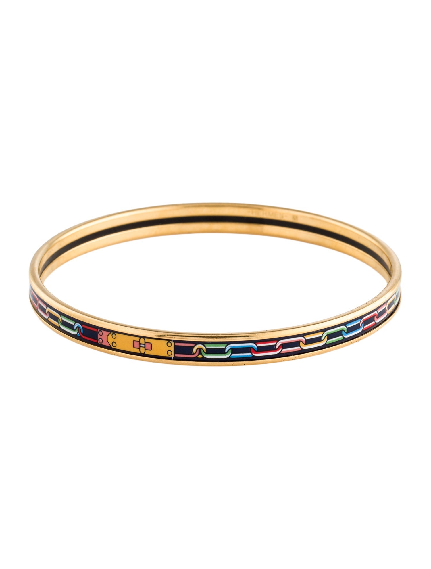 Hermès Extra Narrow Enamel Bangle Bracelet