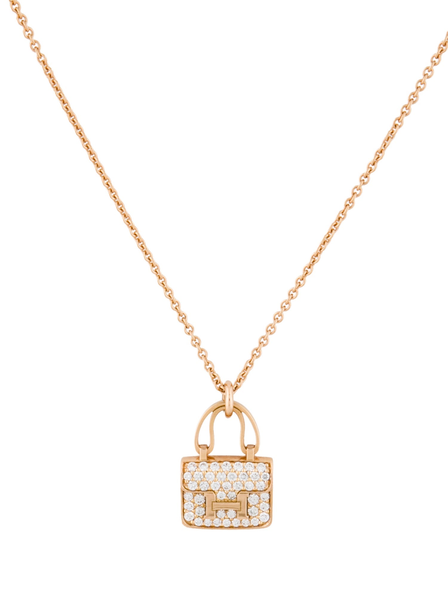 Hermès 18K Diamond Constance Pendant Necklace