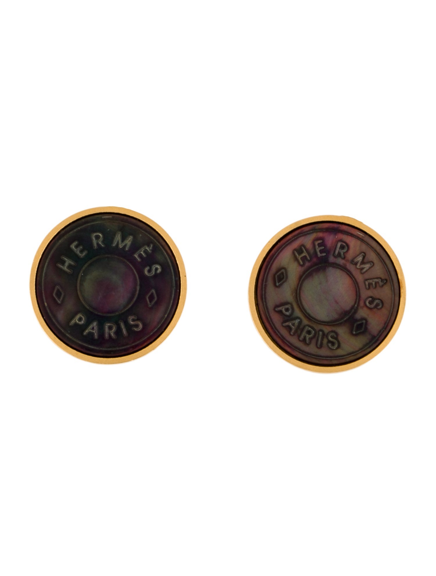 Hermès Mother of Pearl Clou de Selle Clip-On Earrings