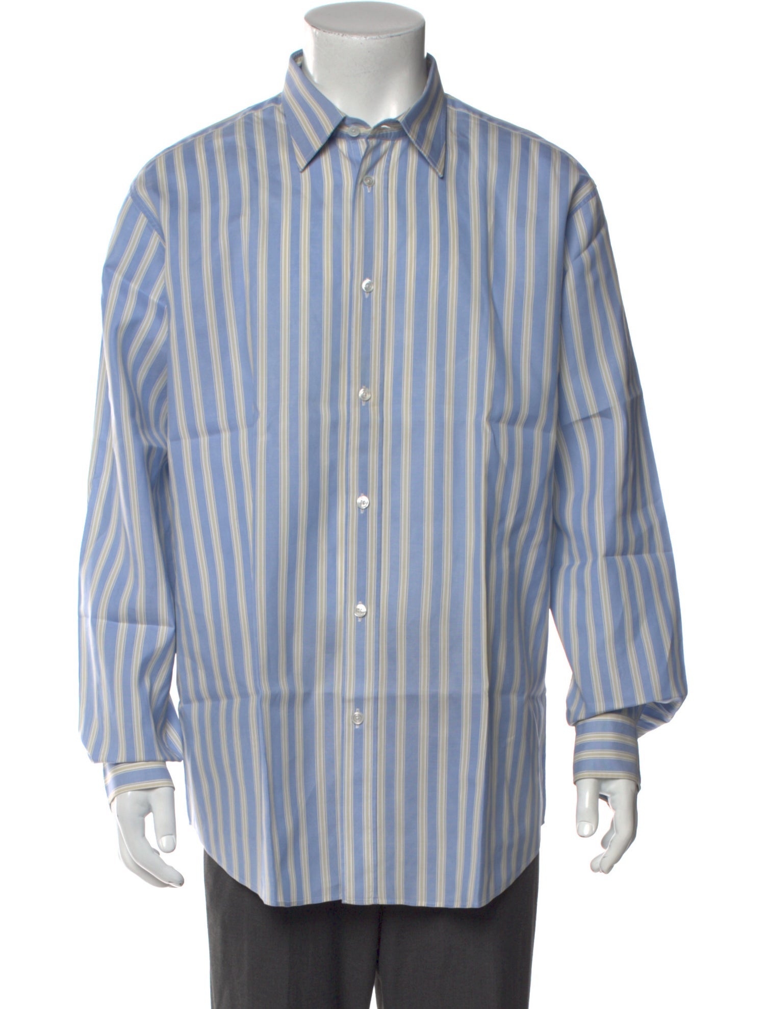 Hermès Striped Long Sleeve Dress Shirt