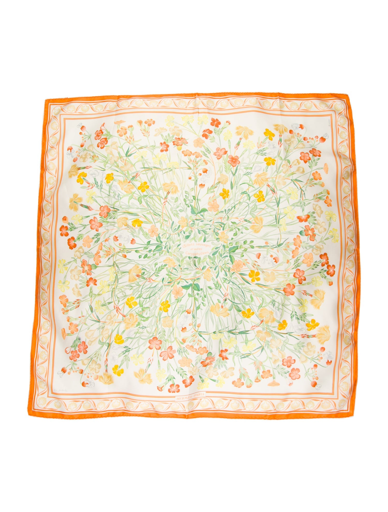 Hermès Œillets Sauvages et Autres Caryophyllées Silk Scarf