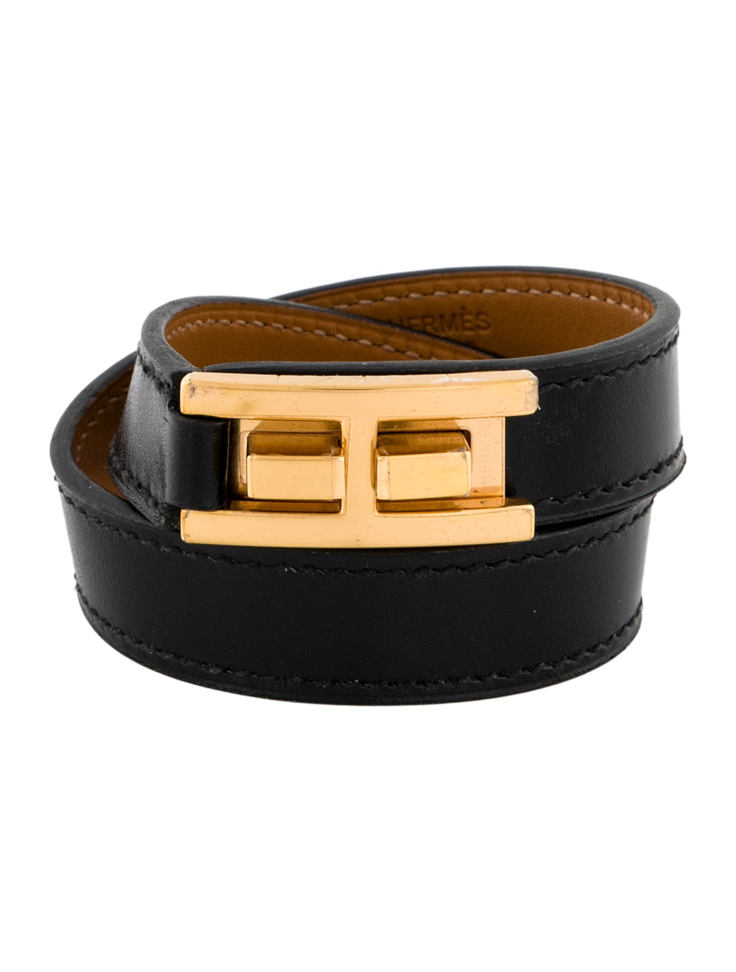 Hermès Leather Drag Double Tour Wrap Bracelet