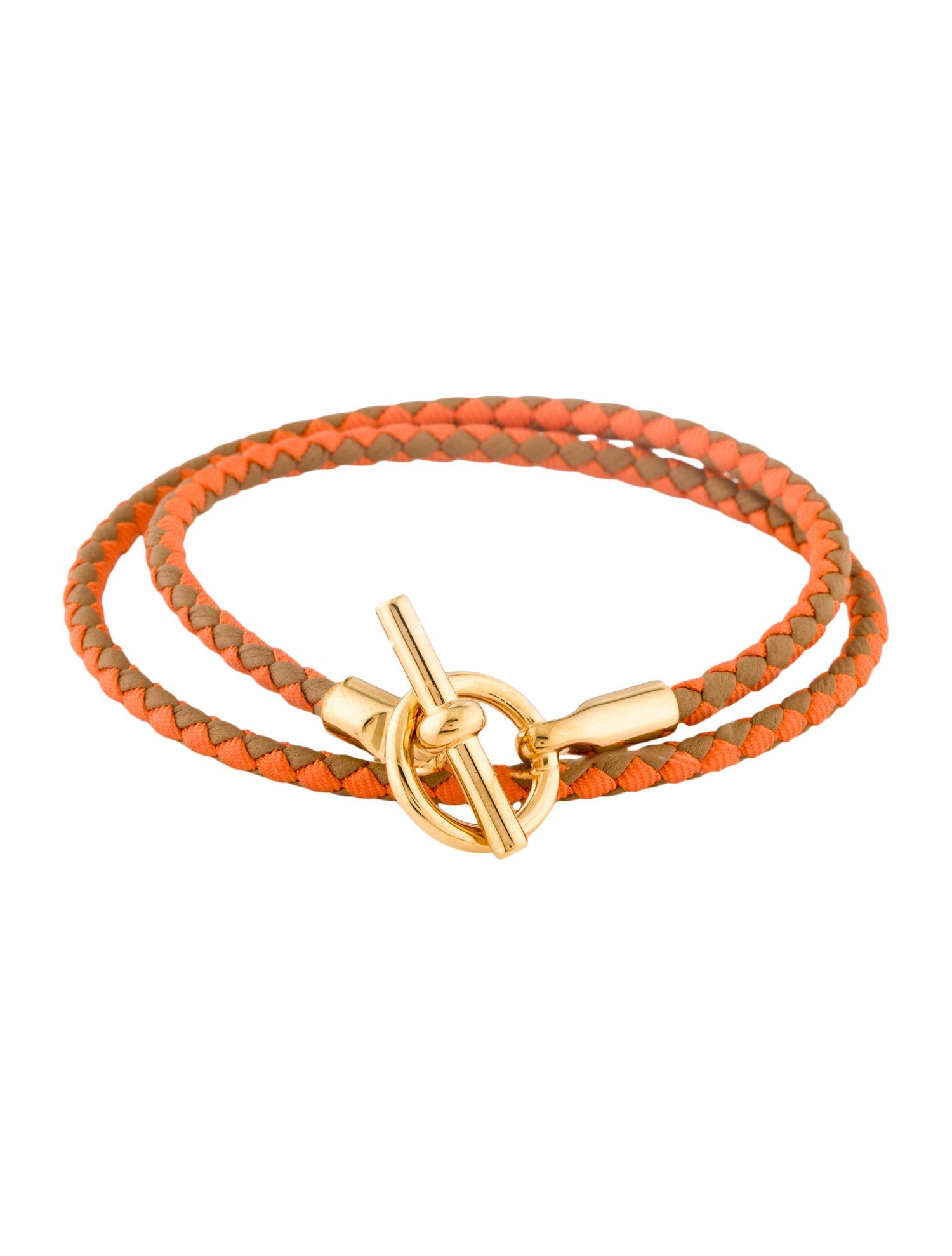Hermès Braided Leather & Cord Glenan Double Tour Wrap Bracelet