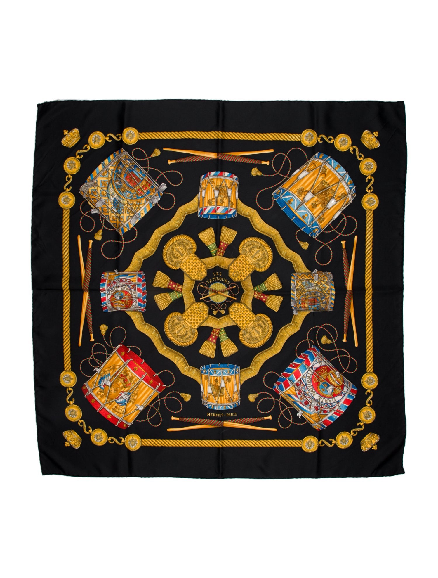 Hermès Les Tambours Silk Scarf